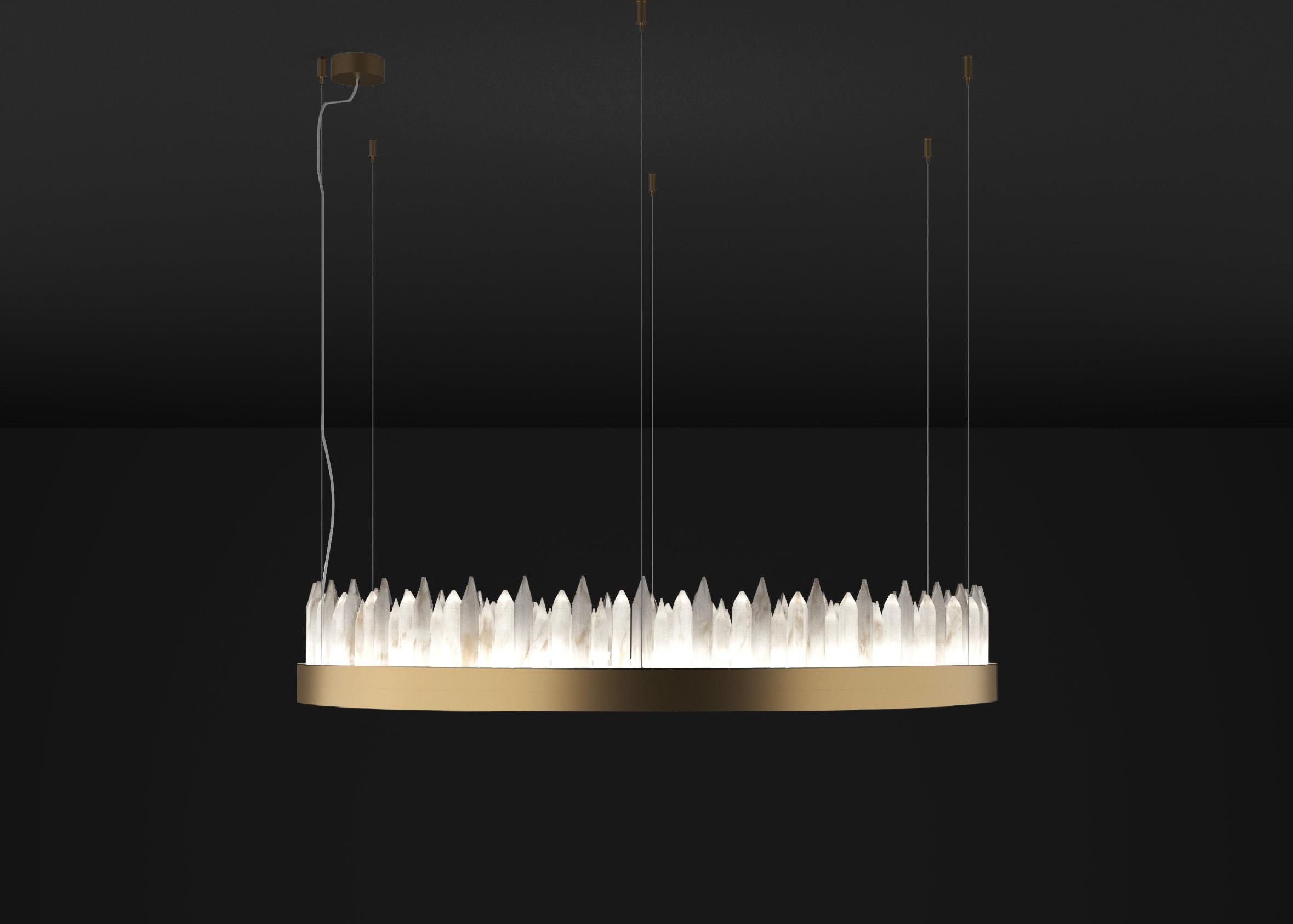 Urano Bronze 60 Pendant Light 3 by Alabastro Italiano
Dimensions: Ø 60 x H 20 cm.
Materials: Glass and bronze.

2 Strip LED, 81 Watt, 8121 Lumen, 24 V, 3000 K, Wiring CE.

Available in different sizes: Ø 60, Ø 80, Ø 100 and Ø 120 cm. Available in