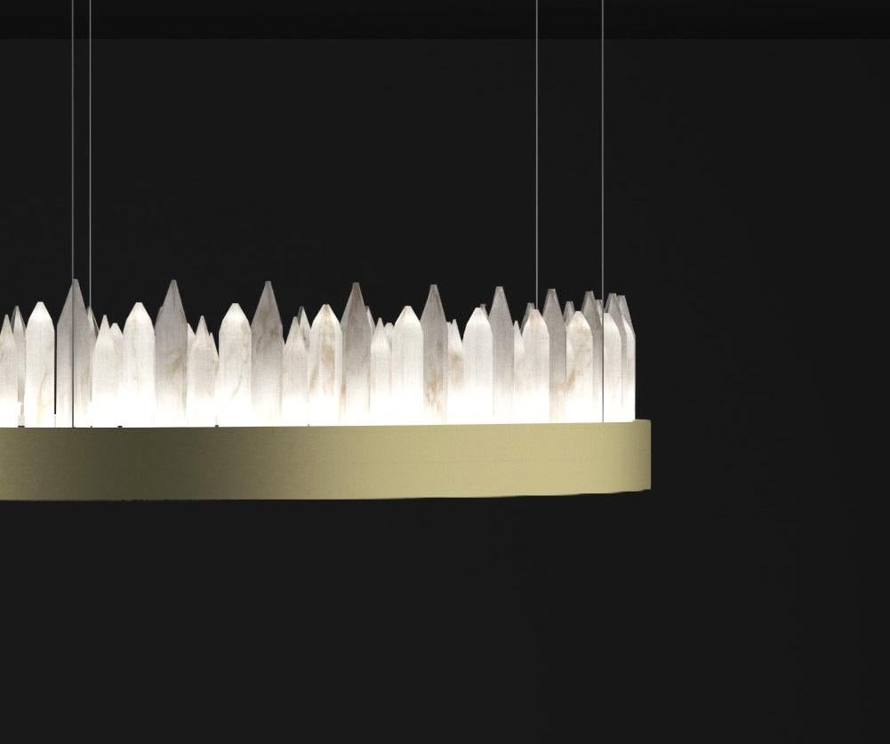 Urano Brushed Brass 60 Pendant Light 3 by Alabastro Italiano In New Condition For Sale In Geneve, CH