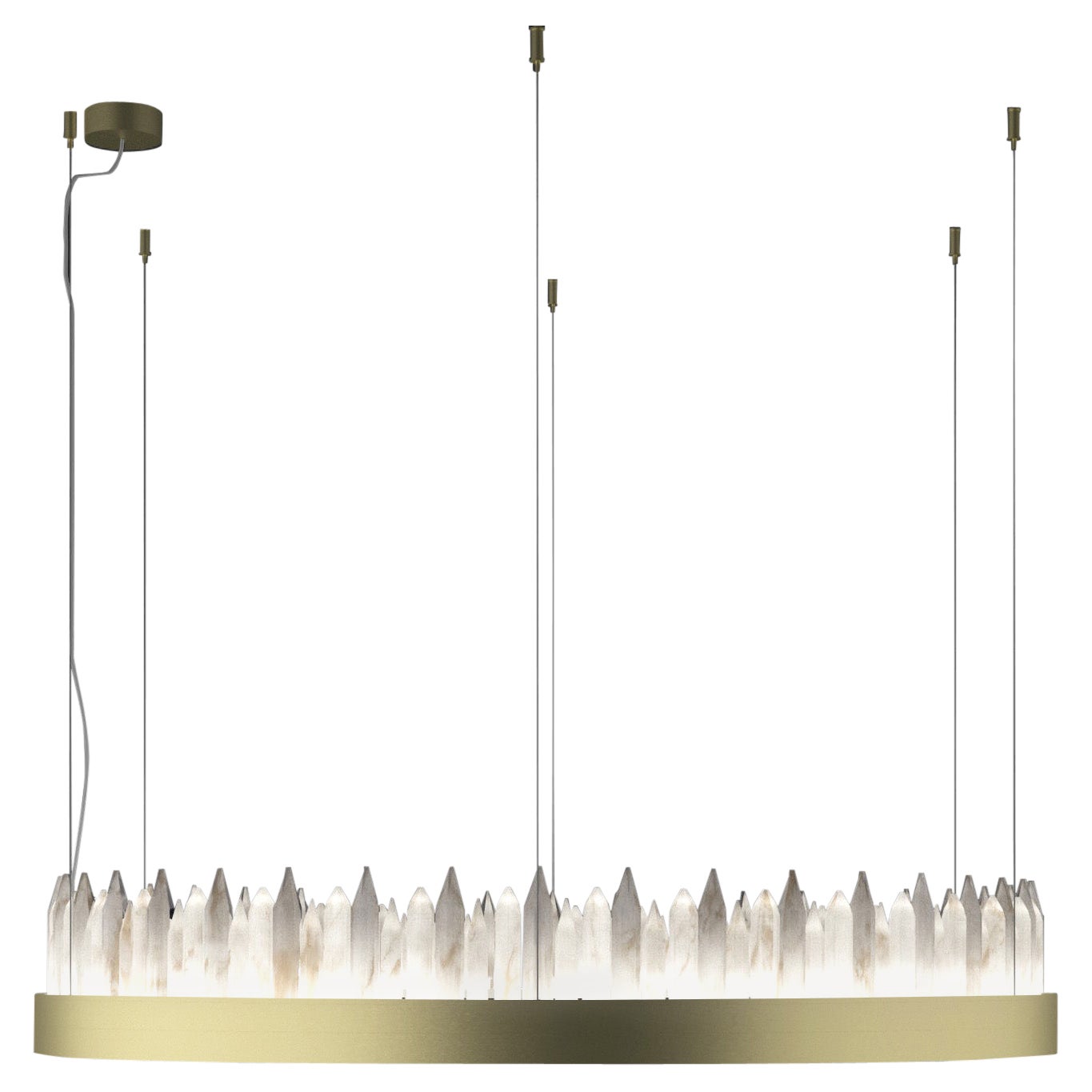 Lampe à suspension 60 en laiton brossé Urano 3 par Alabastro Italiano