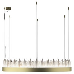 Lampe à suspension 60 en laiton brossé Urano 3 par Alabastro Italiano