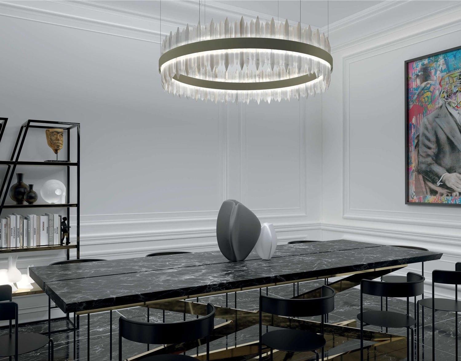 Urano Brushed Burnished 80 Pendant Light 2 by Alabastro Italiano In New Condition For Sale In Geneve, CH