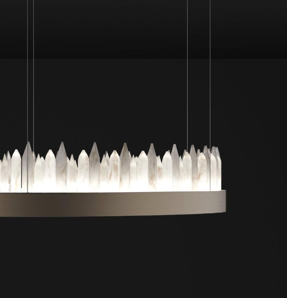 Urano Brushed Burnished 80 Pendant Light 3 by Alabastro Italiano In New Condition For Sale In Geneve, CH