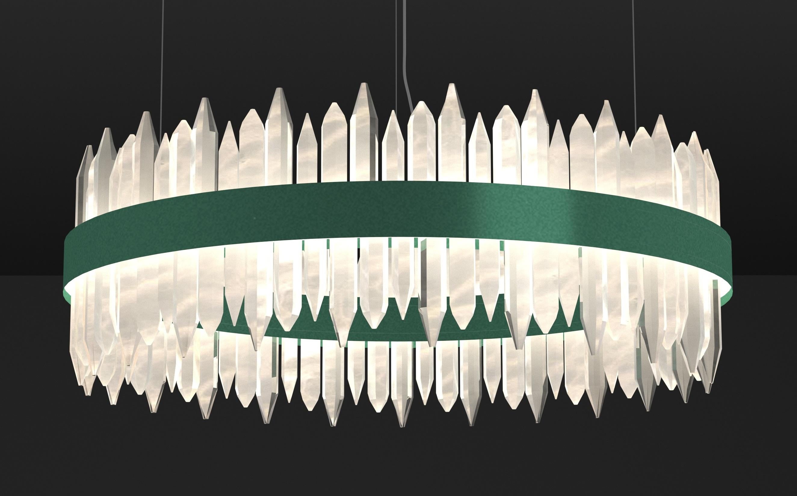 Modern Urano Freedom Green 100 Pendant Light 2 by Alabastro Italiano For Sale