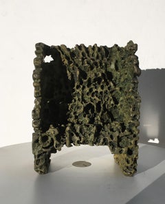 1985 Italia Escultura abstracta de bronce de Urano Palma Trono de Bronzo