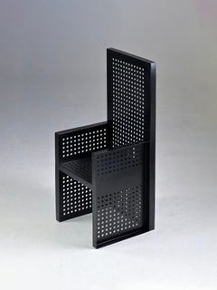 Urano Palma attributed metal chair with curved steel frame and sculptural design