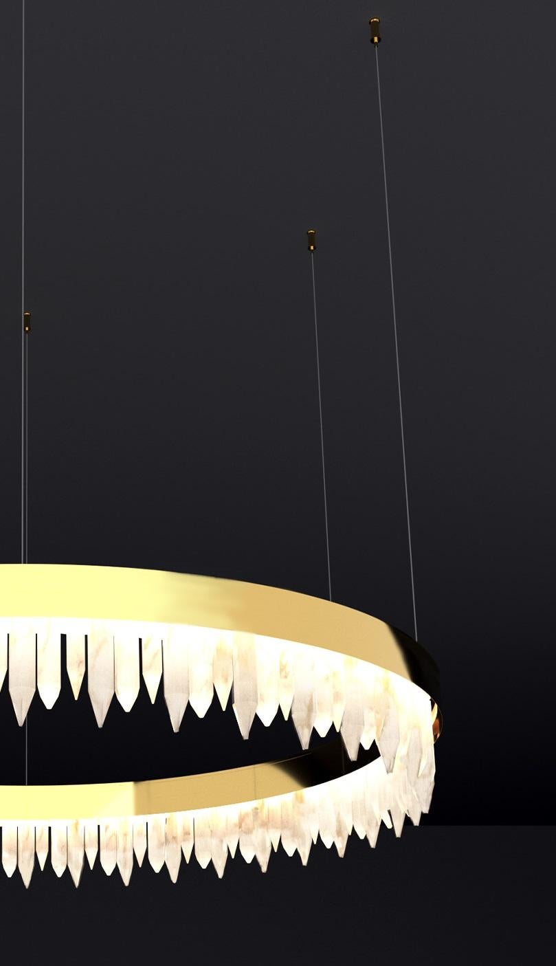Moderno Lampada a sospensione Urano Shiny Gold 100 1 di Alabastro Italiano in vendita