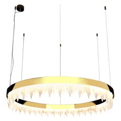 Lampada a sospensione Urano Shiny Gold 100 1 di Alabastro Italiano