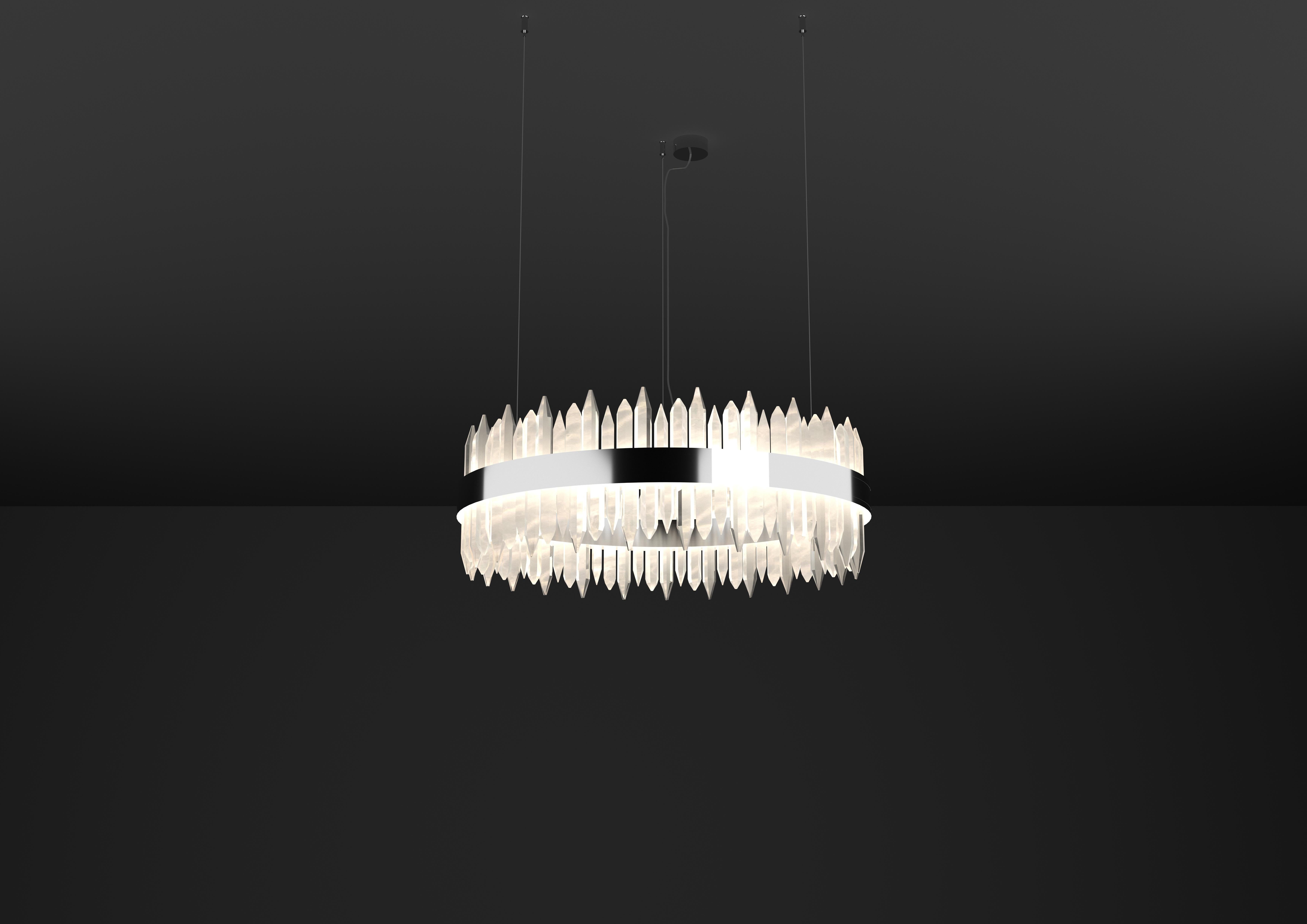 Urano Shiny Silver 120 Pendant Light 2 by Alabastro Italiano
Dimensions: Ø 120 x H 34 cm.
Materials: Glass and shiny silver metal.

2 x Strip LED, 162 Watt 16286 Lumen, 24 V, 3000 K.

Available in different sizes: Ø 60, Ø 80, Ø 100 and Ø 120