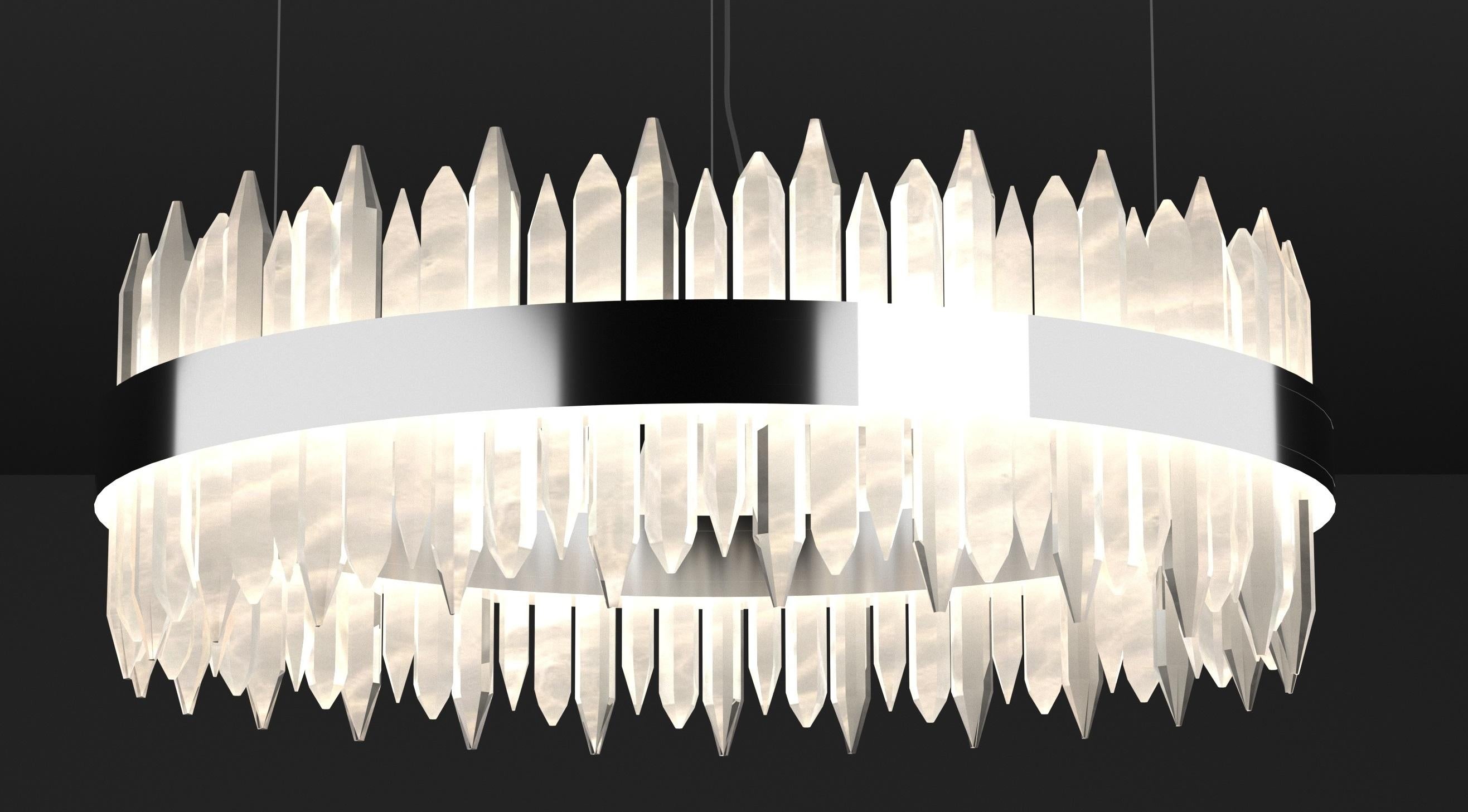 Modern Urano Shiny Silver 120 Pendant Light 2 by Alabastro Italiano For Sale