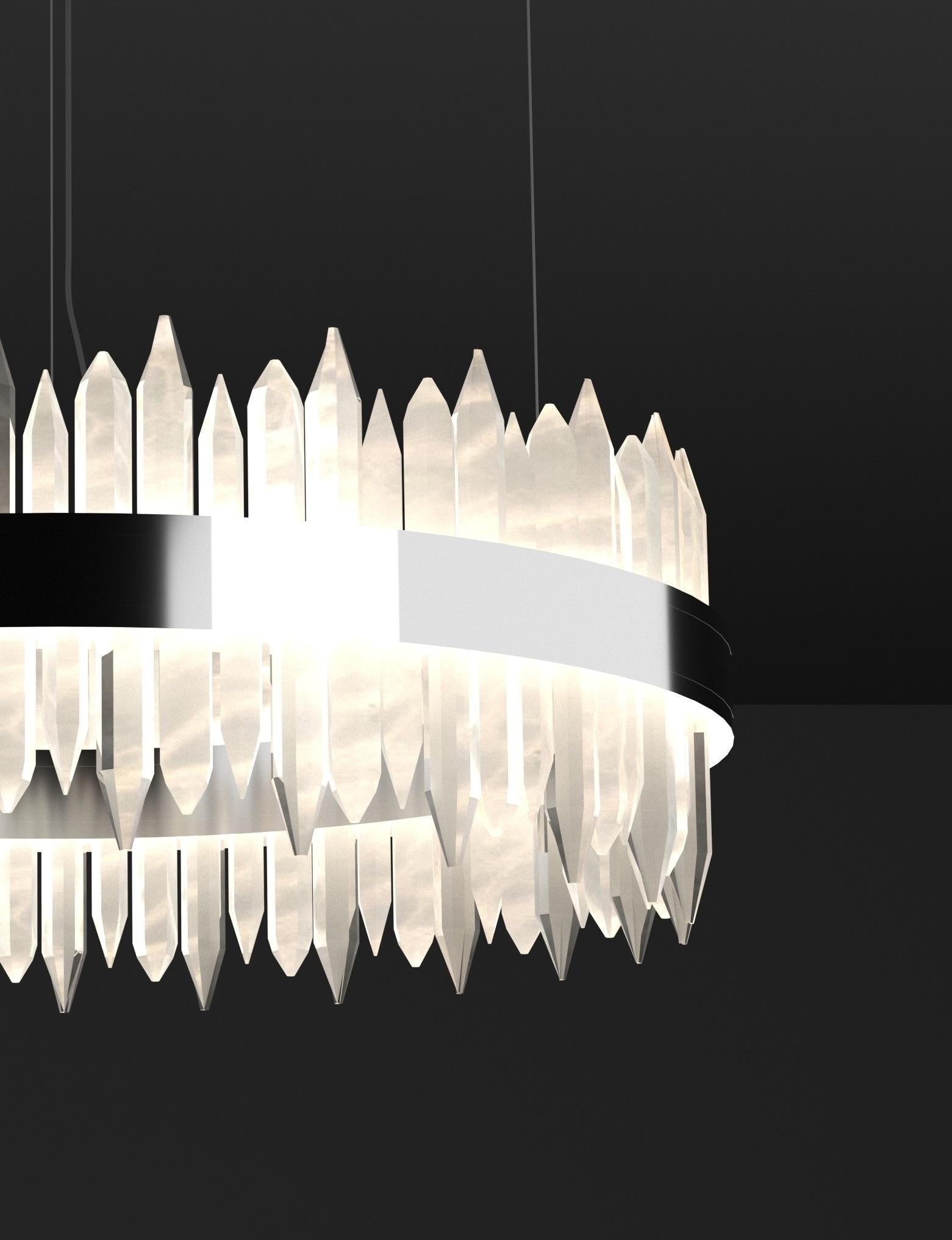 Altro Lampada a sospensione Urano Shiny Silver 120 2 di Alabastro Italiano in vendita