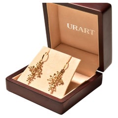 Vintage Urart 18k Brutalist Atelier Earrings W/ Original Wooden Box & Paperwork