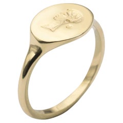 URART 18k Gold "Hebe" Signet Ring Depicting Hebe the Greek Goddess of Youth