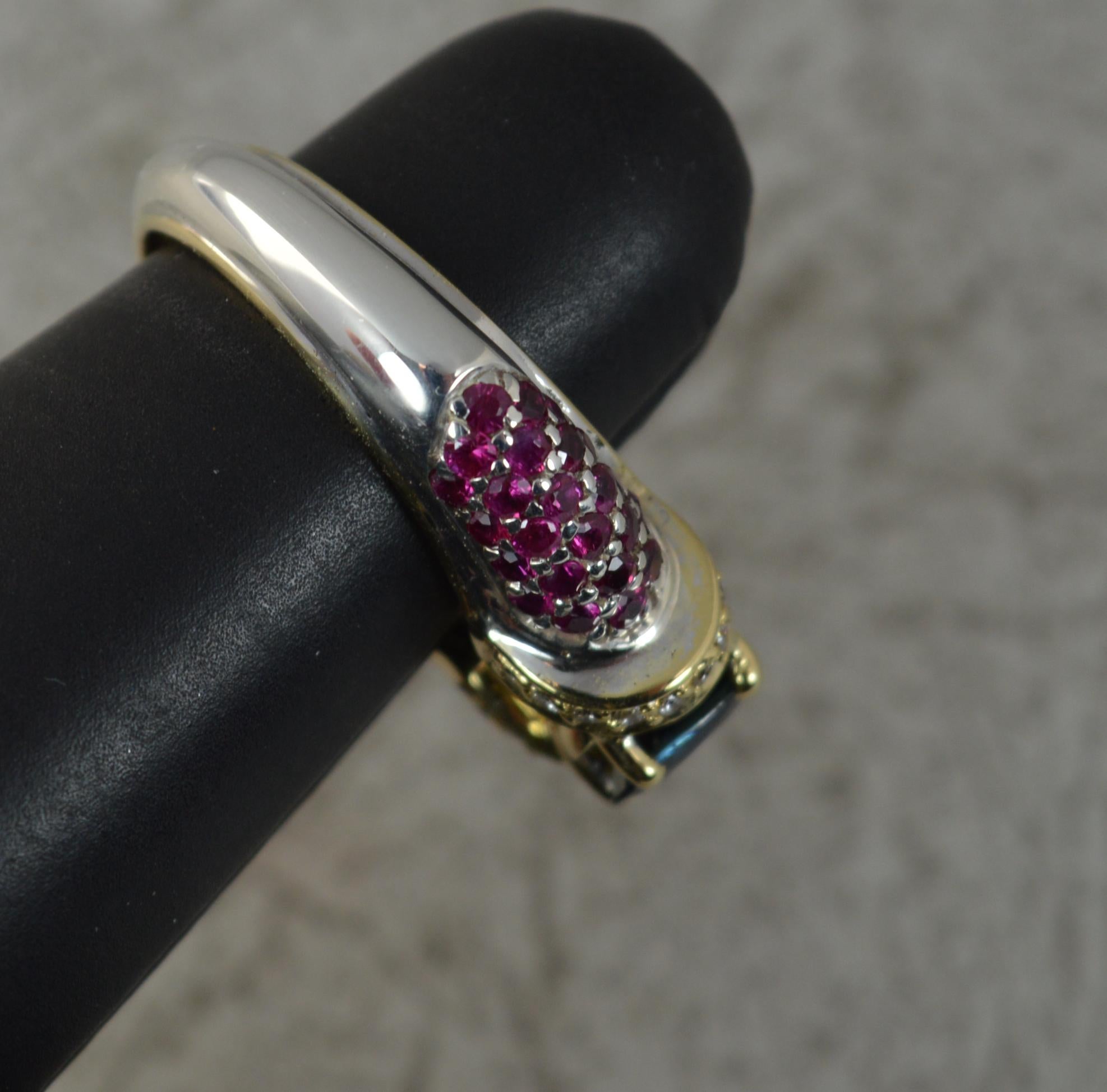 Urart Designer Heavy 18ct Gold Sapphire Ruby Diamond Ring 5