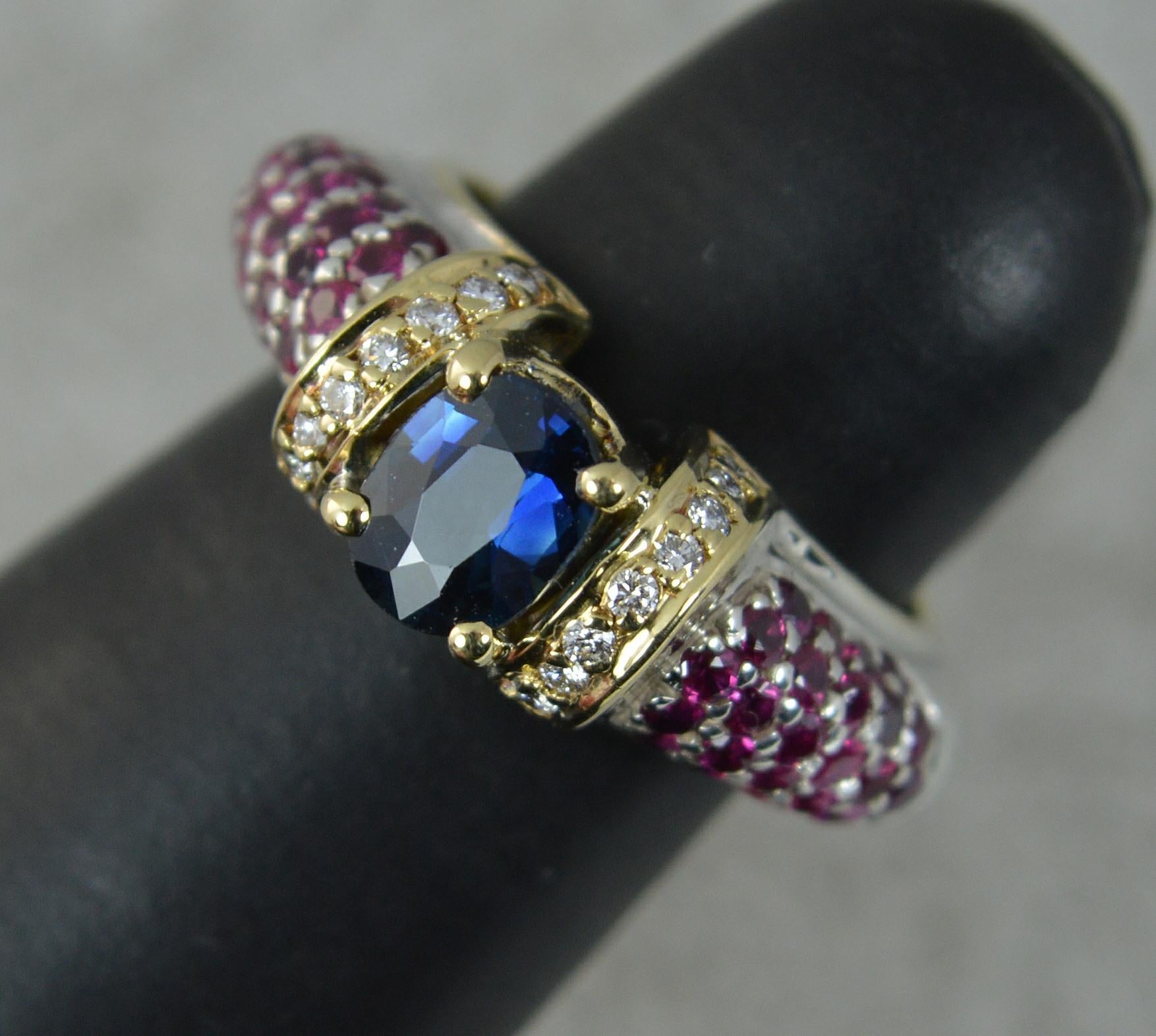 Urart Designer Heavy 18ct Gold Sapphire Ruby Diamond Ring 8