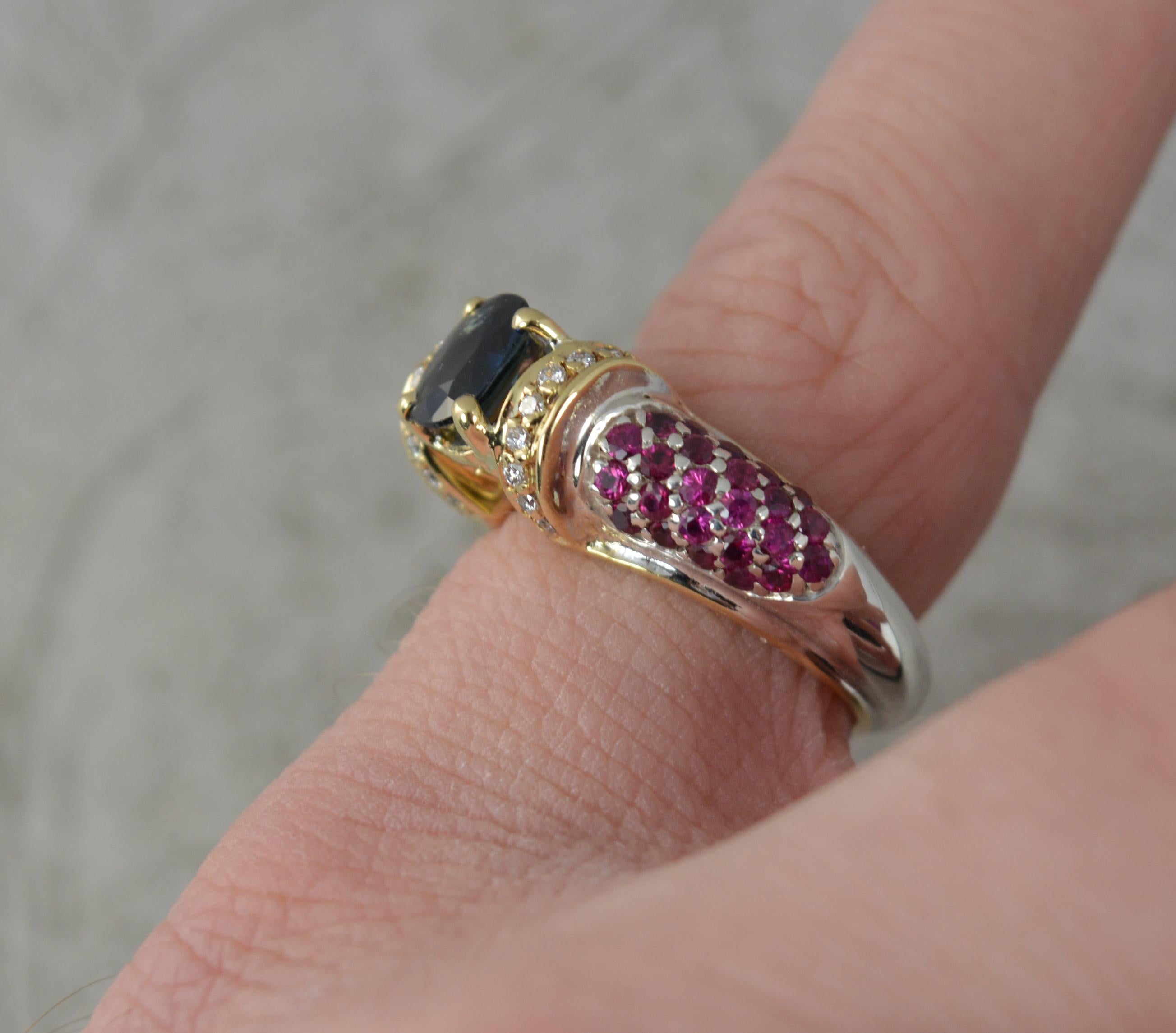 Oval Cut Urart Designer Heavy 18ct Gold Sapphire Ruby Diamond Ring