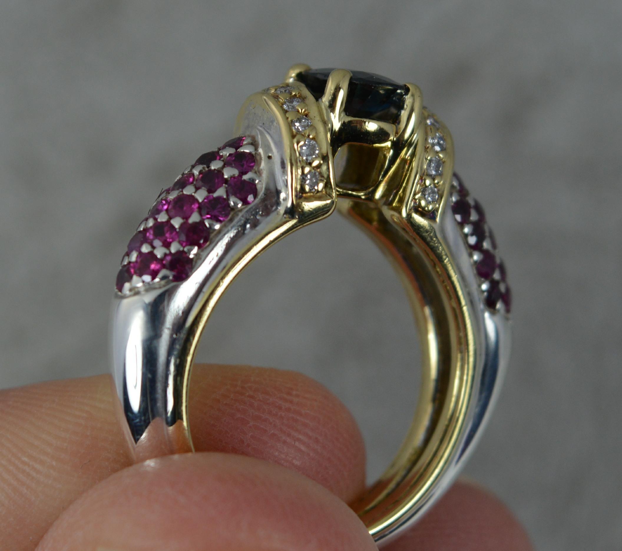Women's Urart Designer Heavy 18ct Gold Sapphire Ruby Diamond Ring