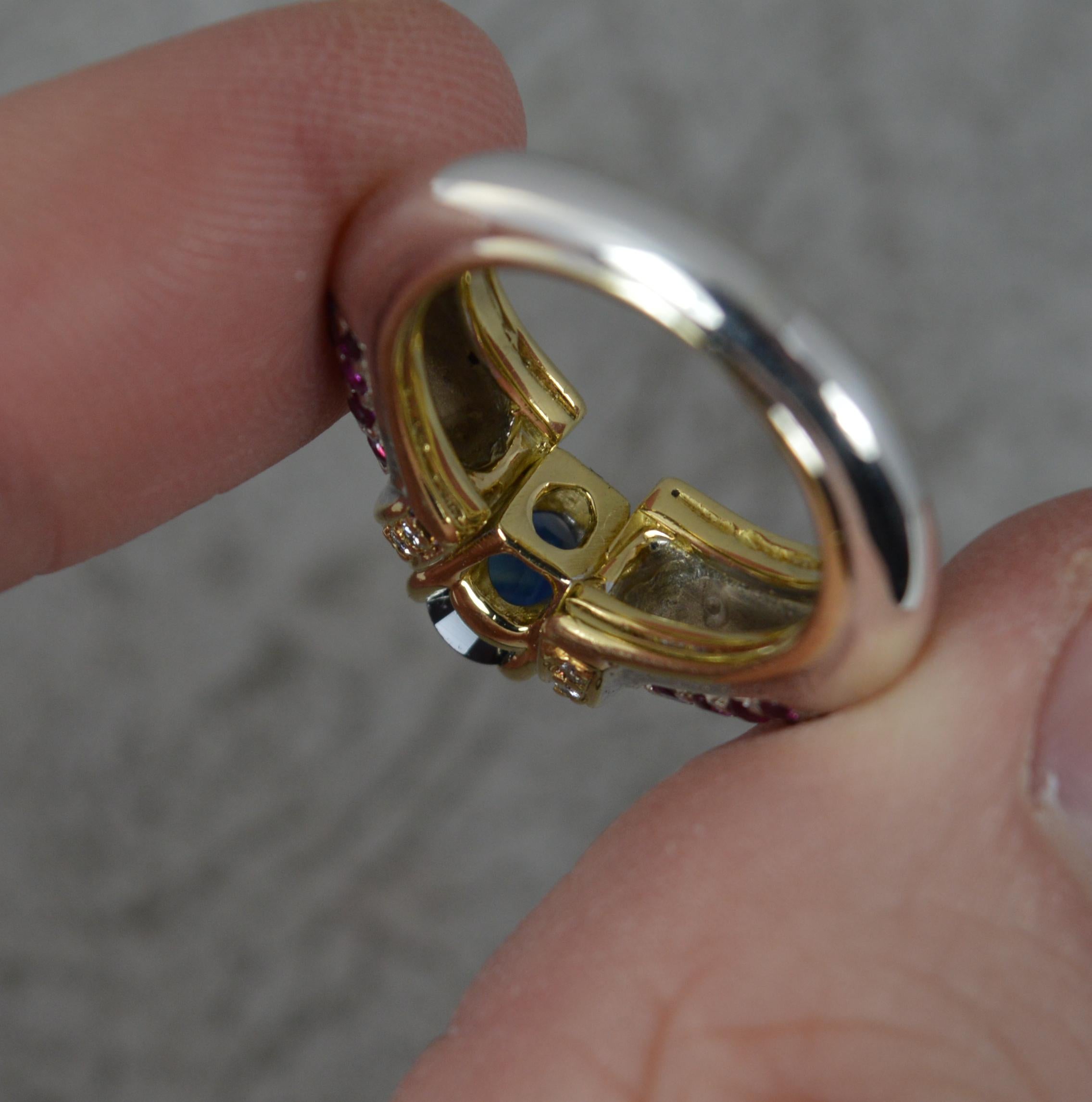 Urart Designer Heavy 18ct Gold Sapphire Ruby Diamond Ring 1