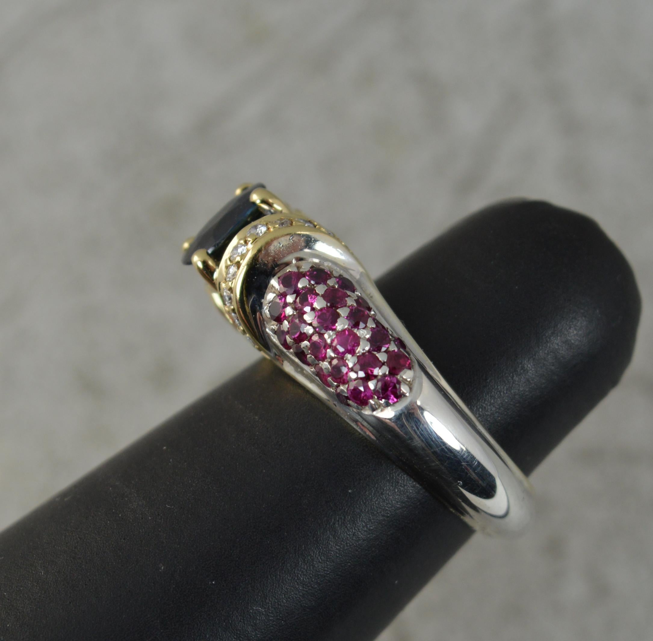 Urart Designer Heavy 18ct Gold Sapphire Ruby Diamond Ring 3