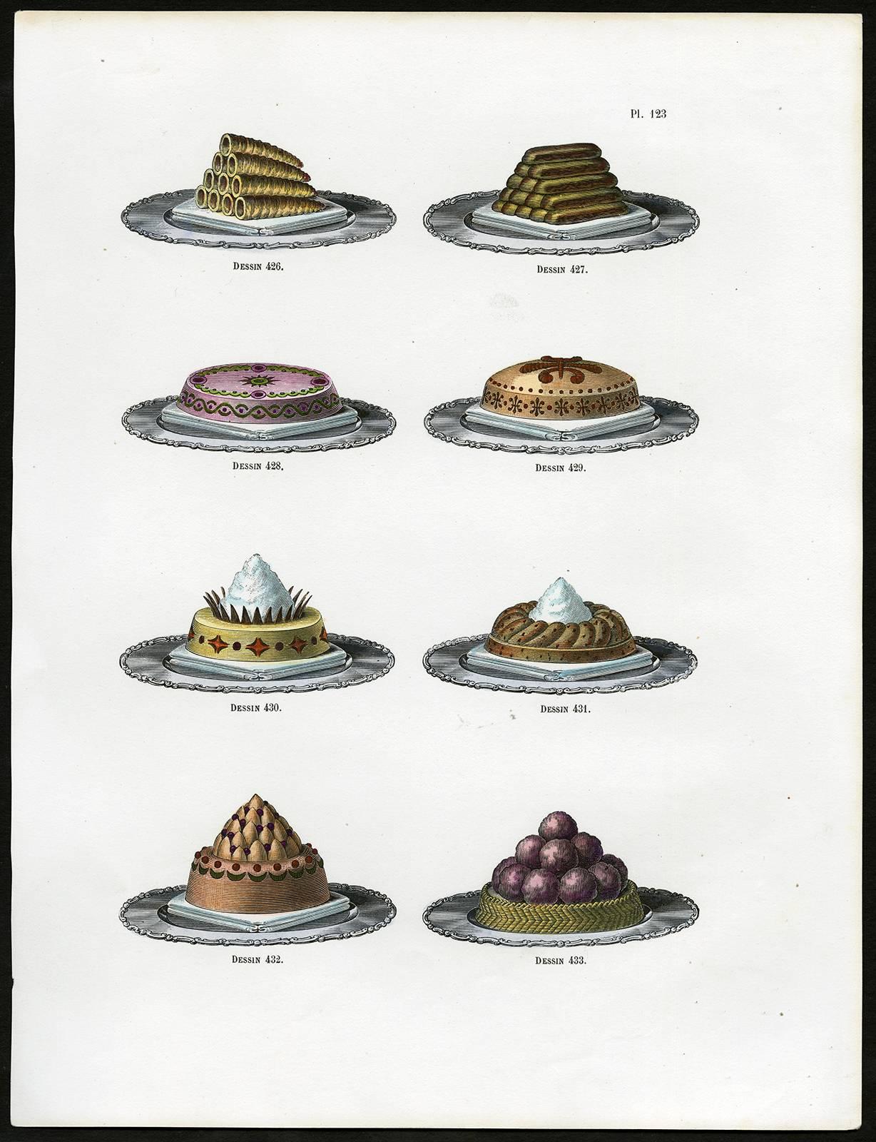 Urbain Dubois Print - Untitled. Plate 123, Dessins 426-433: 426-433 - Luxury serving plates.