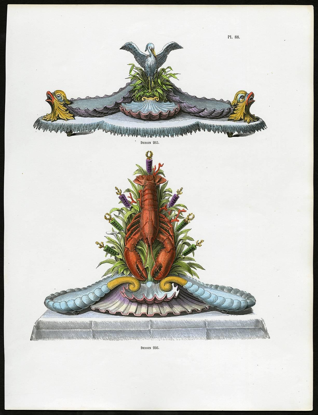 Urbain Dubois Print - Untitled - Plate 88, Dessins 265-266: 265 - Luxury table decoration.