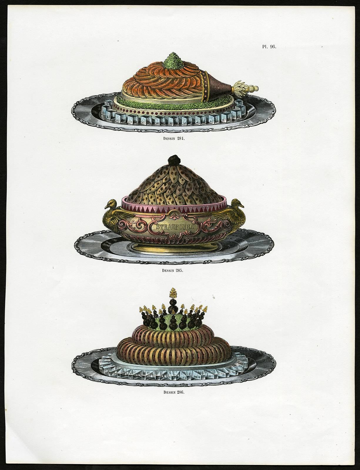 Urbain Dubois Print - Untitled. Plate 96, Dessins 284-286: 284-286 - Luxury table decoration.