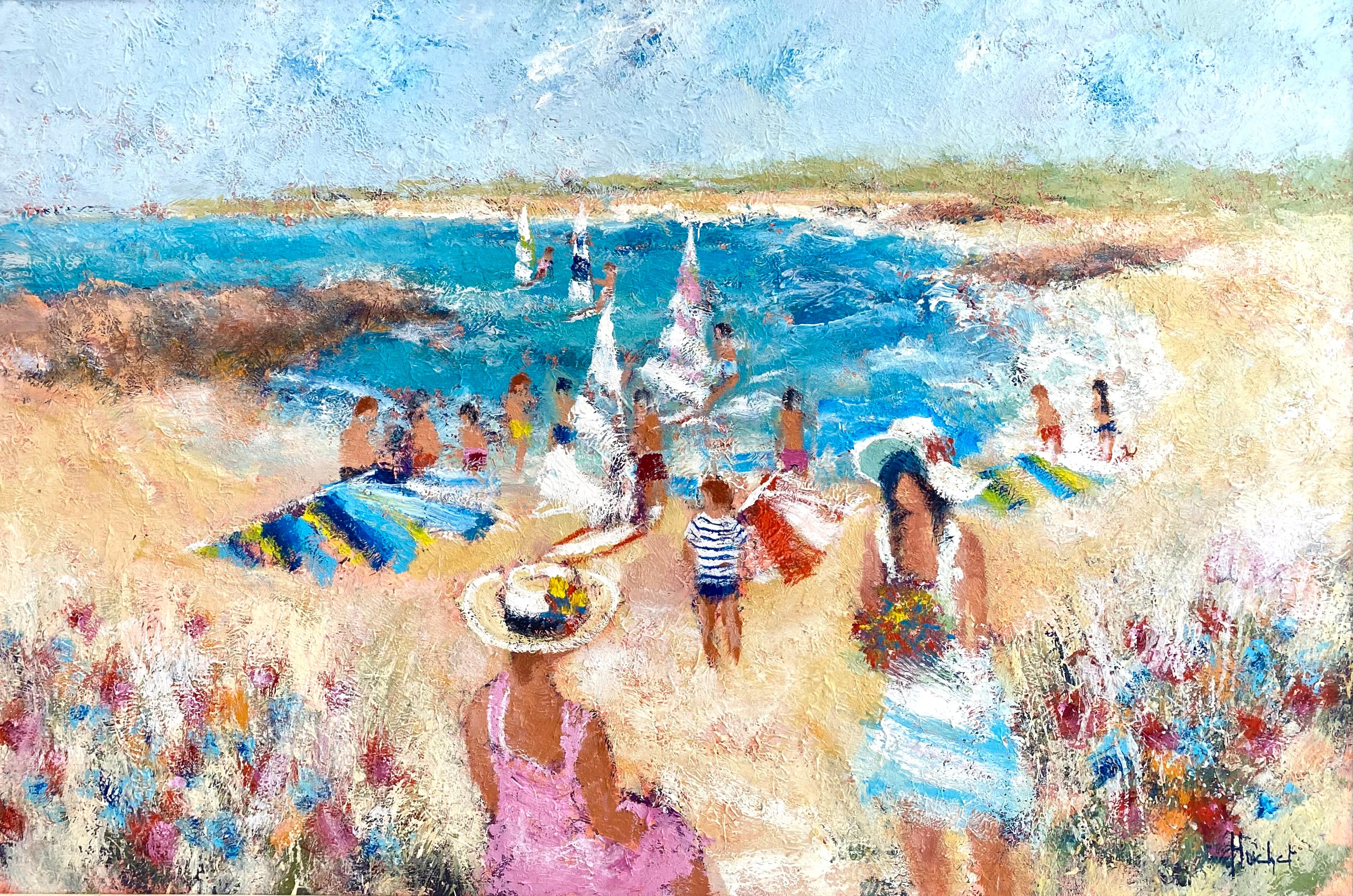 “A Day at the Beach” - Painting by Urbain Huchet