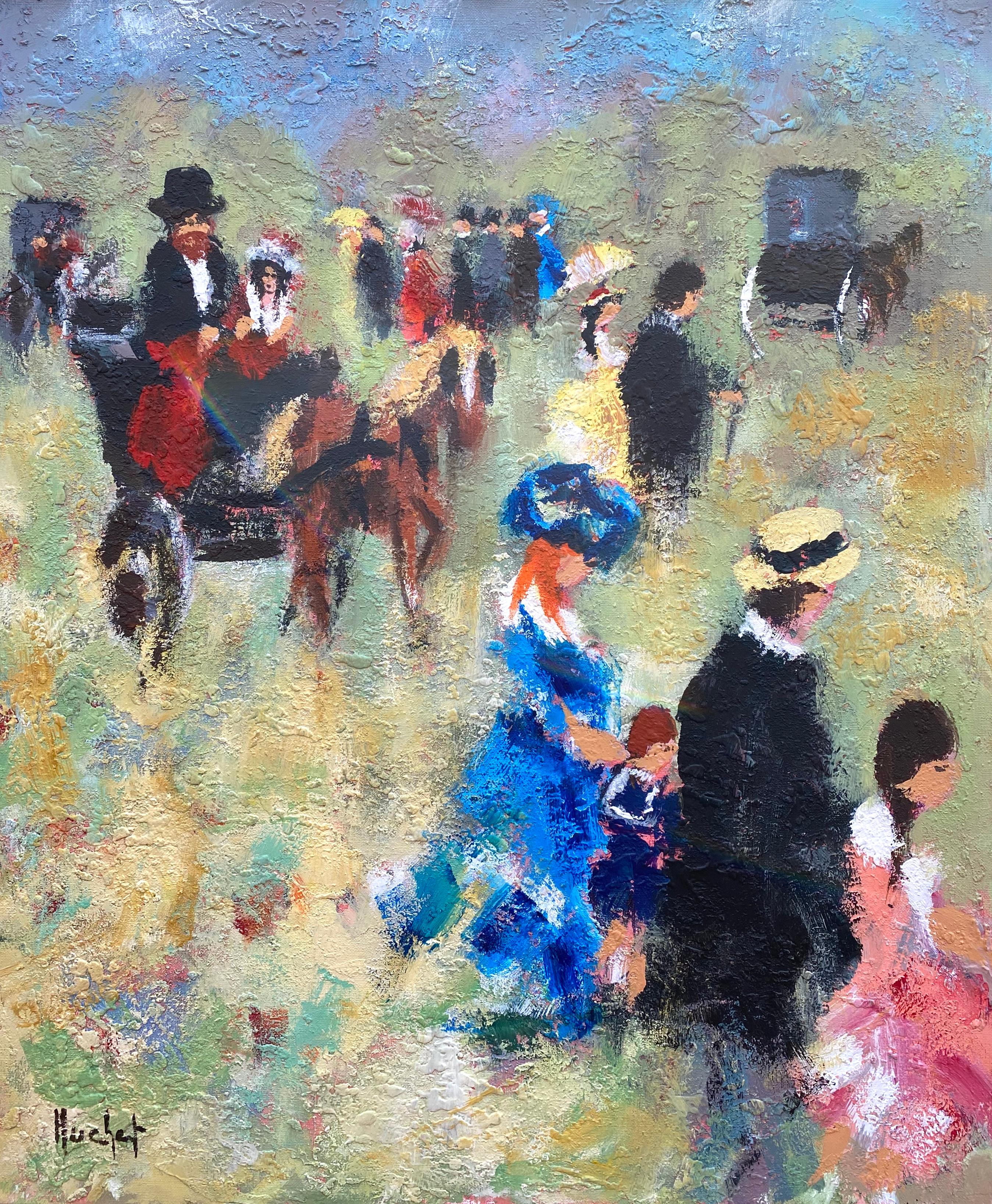 Urbain Huchet Figurative Painting - “Carriages in the Park"