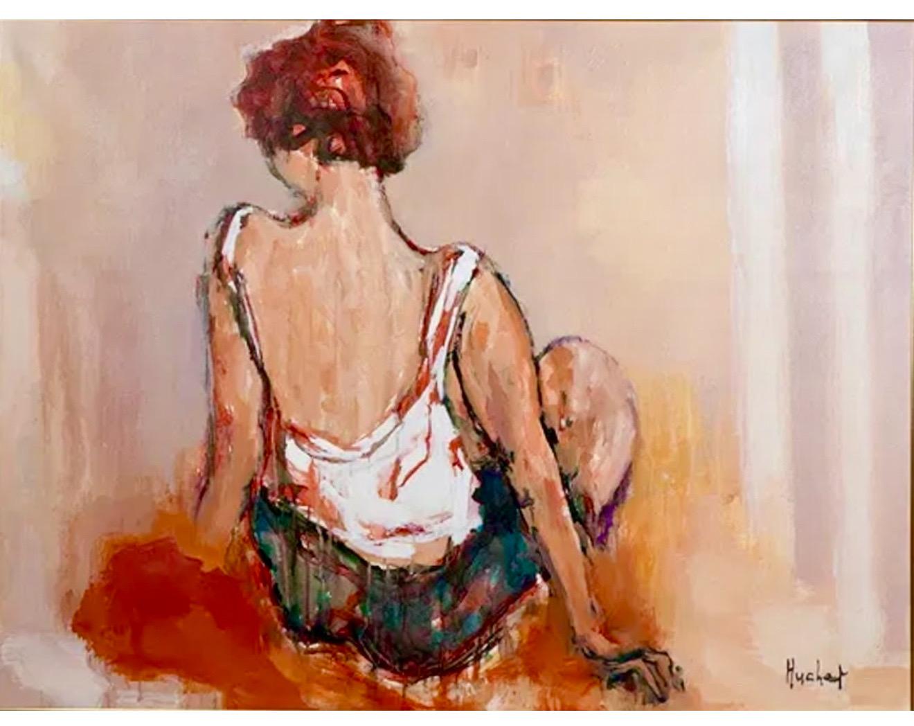 Large Post Impressionist Fauvist Art French Oil Painting Dancer Urbain Huchet For Sale 1