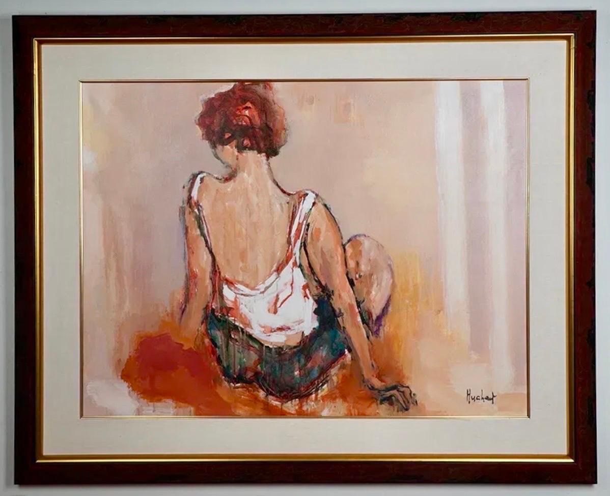 Large Post Impressionist Fauvist Art French Oil Painting Dancer Urbain Huchet For Sale 2