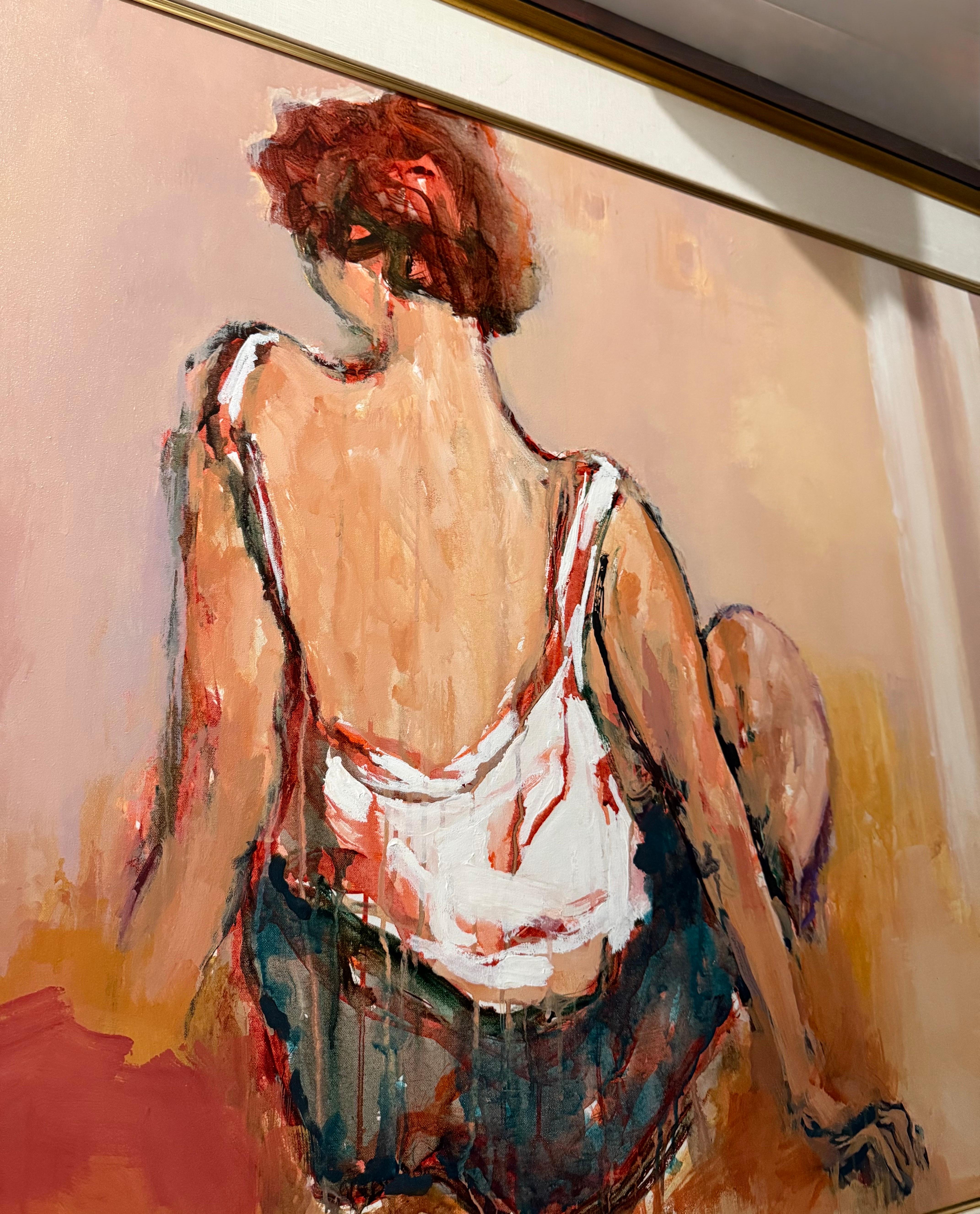Large Post Impressionist Fauvist Art French Oil Painting Dancer Urbain Huchet For Sale 3