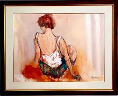Large Post Impressionist Fauvist Art French Oil Painting Dancer Urbain Huchet