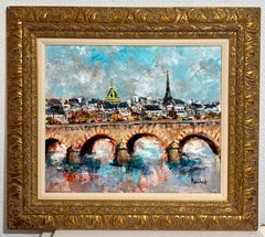 Post Impressionist Fauvist Art French Oil Painting Paris Bridge Urbain Huchet