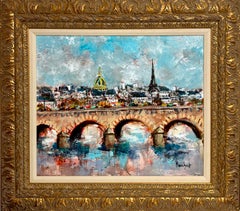 Post Impressionist Fauvist Art French Oil Painting Paris Bridge Urbain Huchet