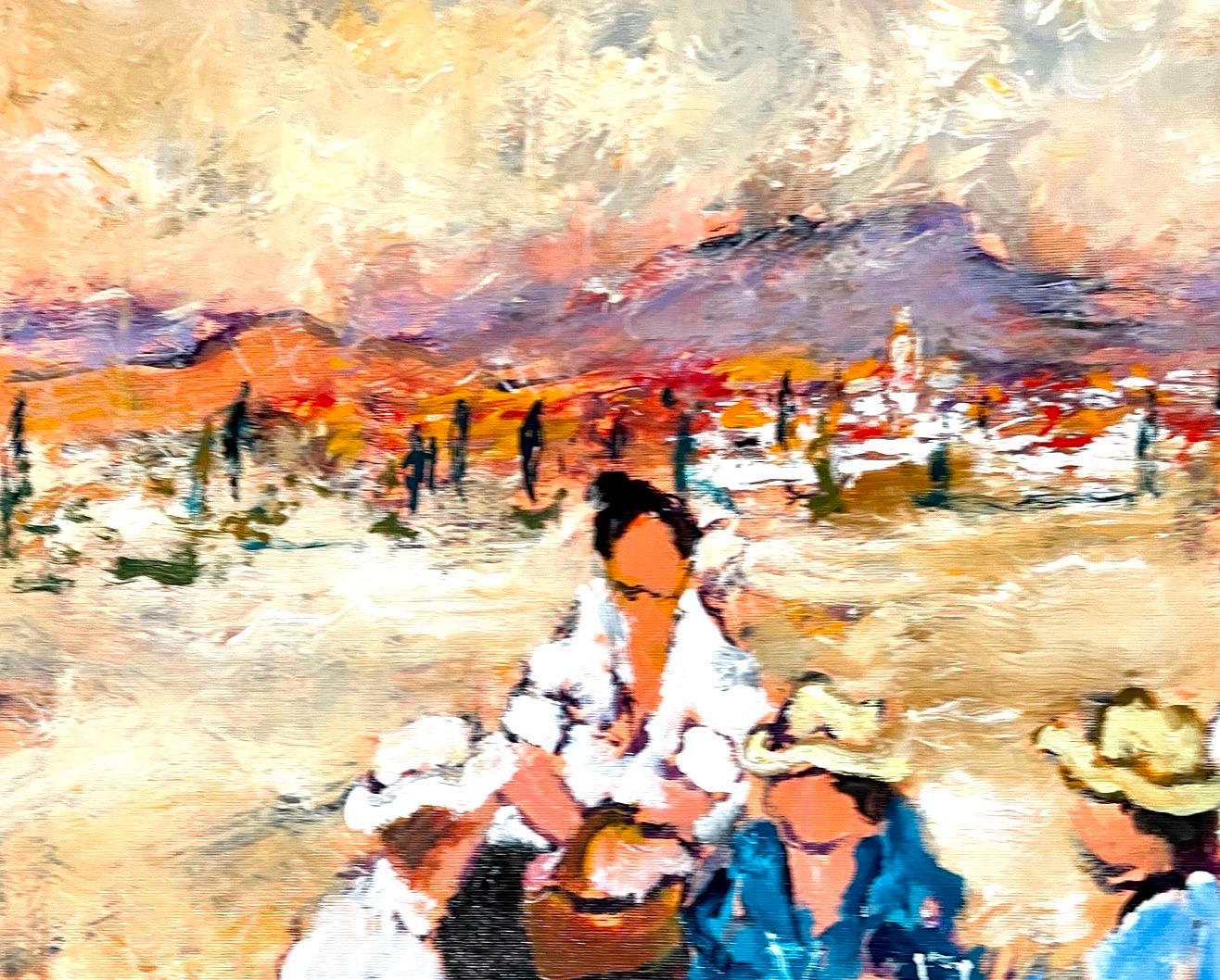 Peinture à l'huile post-impressionniste fauviste française - Picnic champêtre Urbain Huchet en vente 7