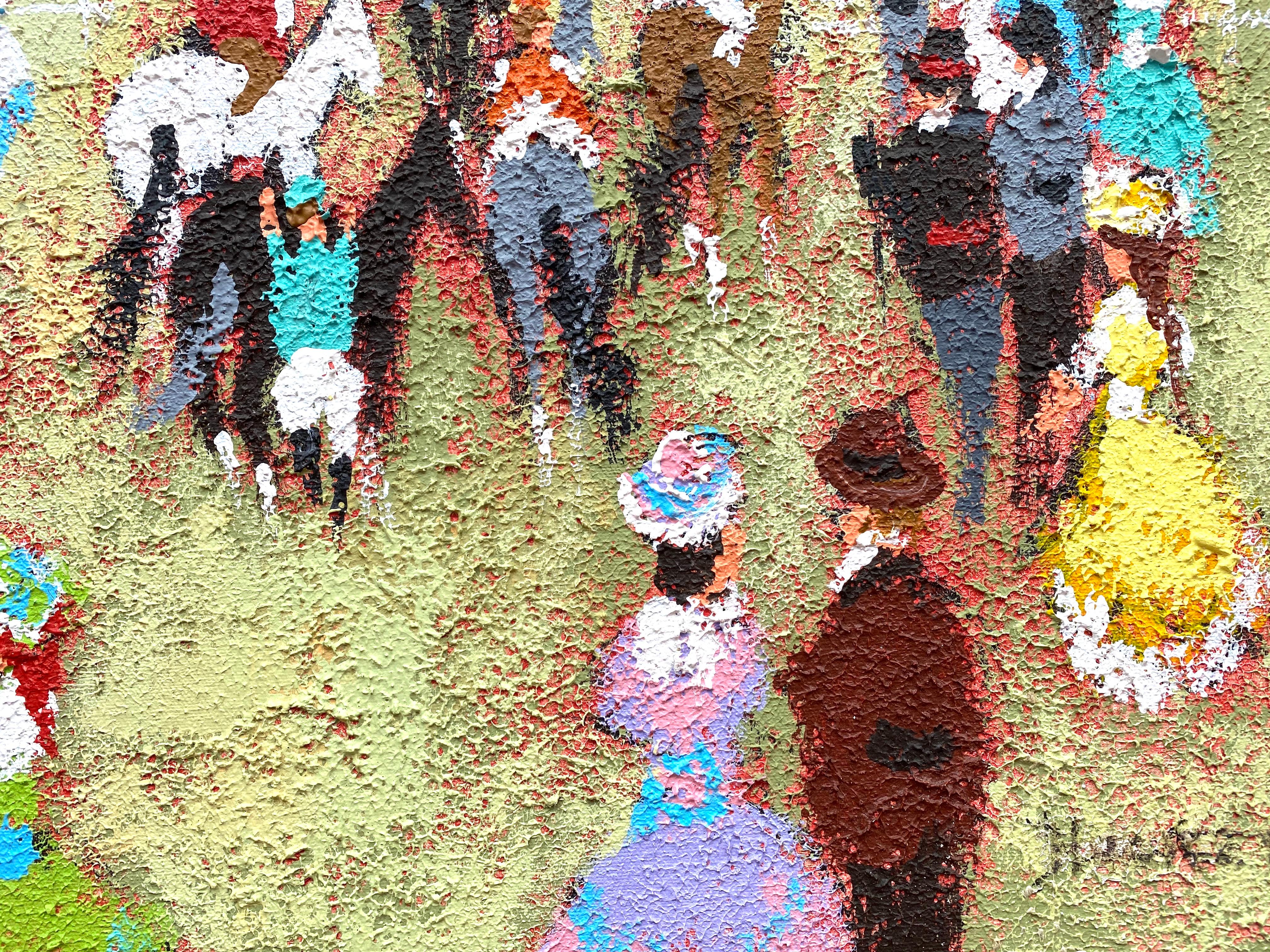 “Start of the Horse Race” - Post-Impressionist Painting by Urbain Huchet