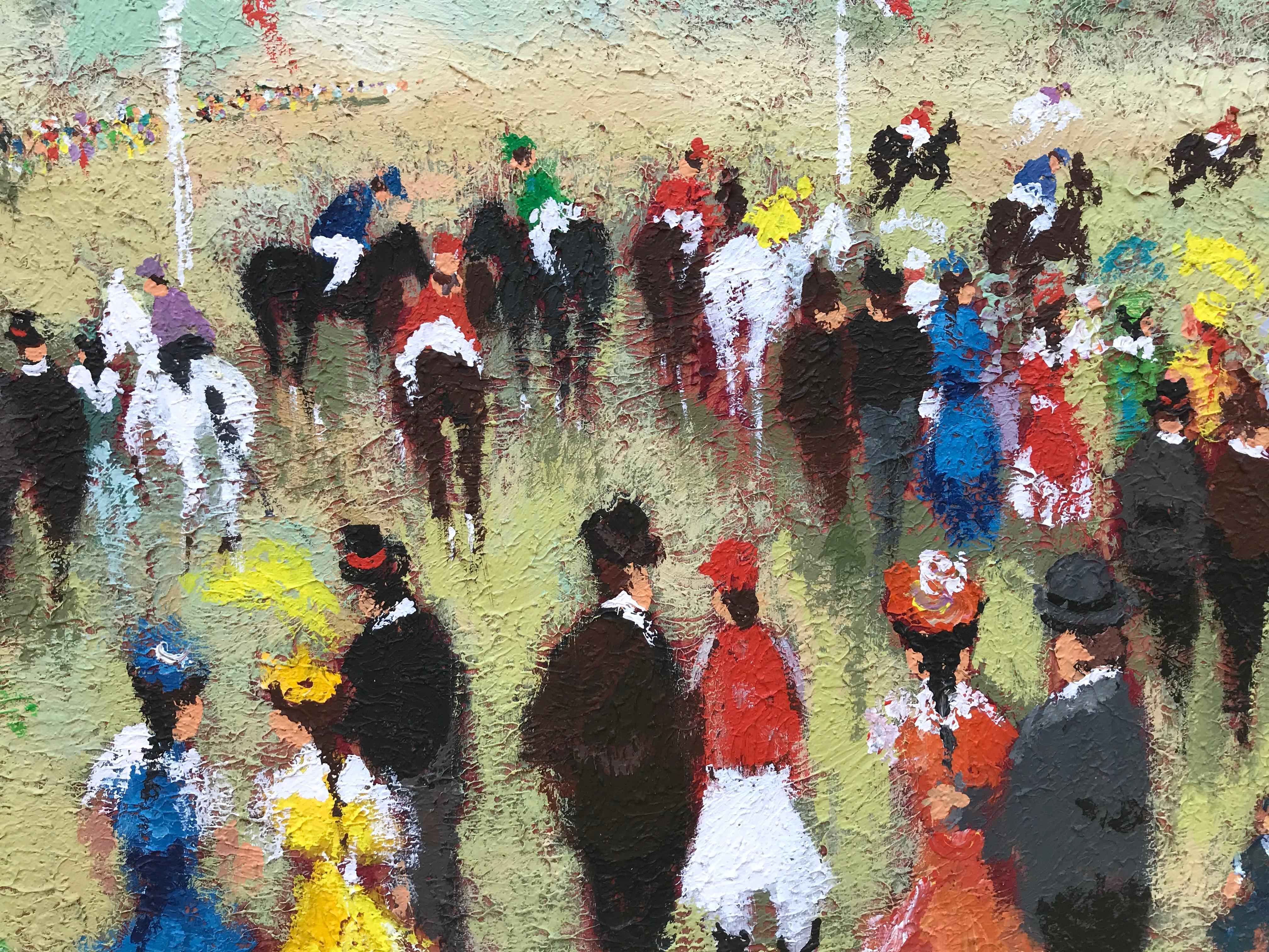 “The Horse Race” - Painting by Urbain Huchet