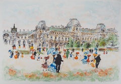 Near Louvre Museum - Original lithograph, Handsigned 