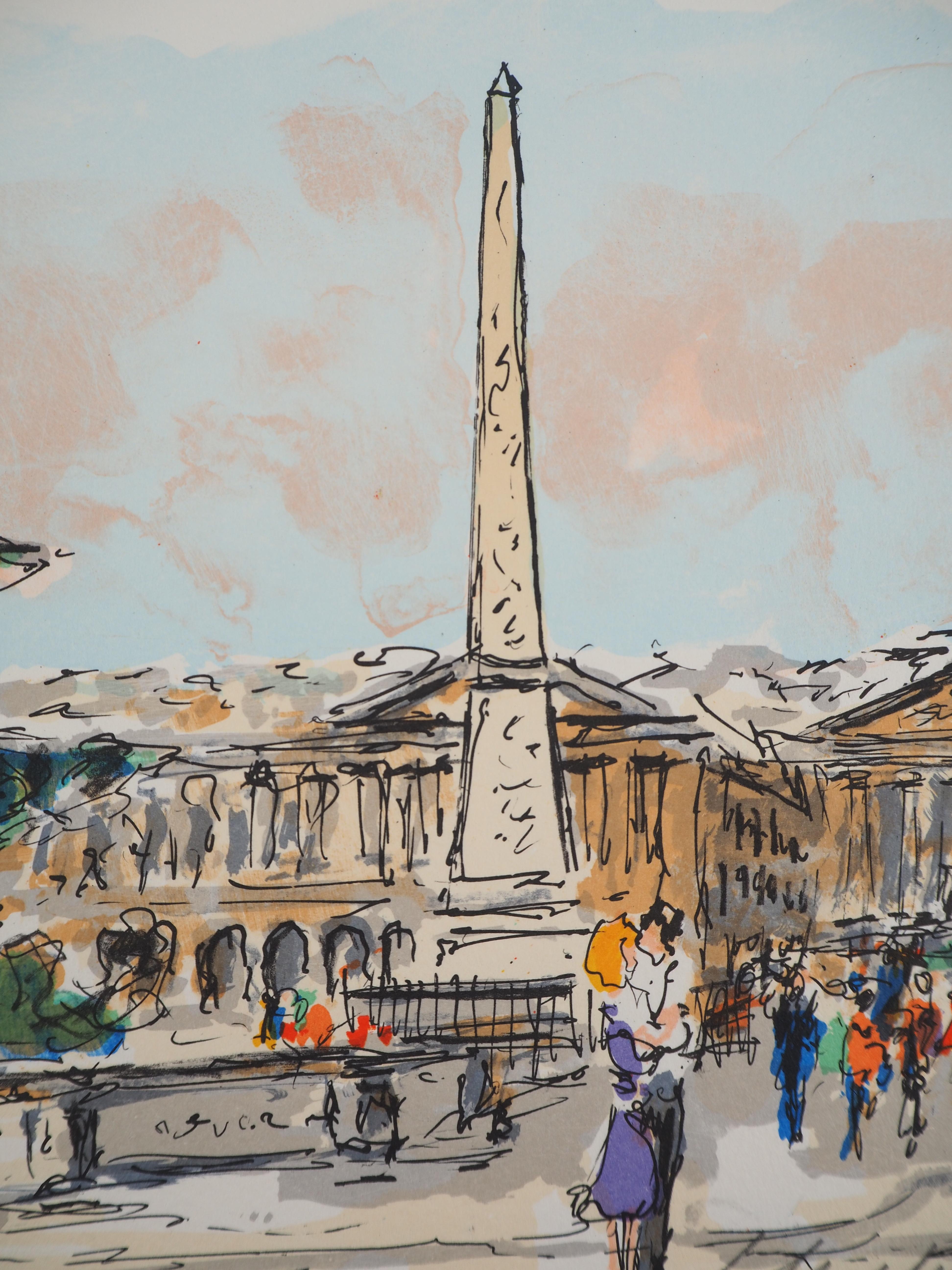 Urbain HUCHET
París : Plaza de la Concordia y Embajada de Estados Unidos, c. 1970

Litografía original
Firmado a lápiz por el artista
Numerado / 295 ejemplares
Sobre papel vitela, tamaño 19 x 28 cm (c. 8 x 11 pulgadas)

Excelente estado