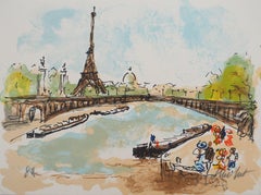 Paris : Eiffel Tower - Original Lithograph Handsigned and Numbered