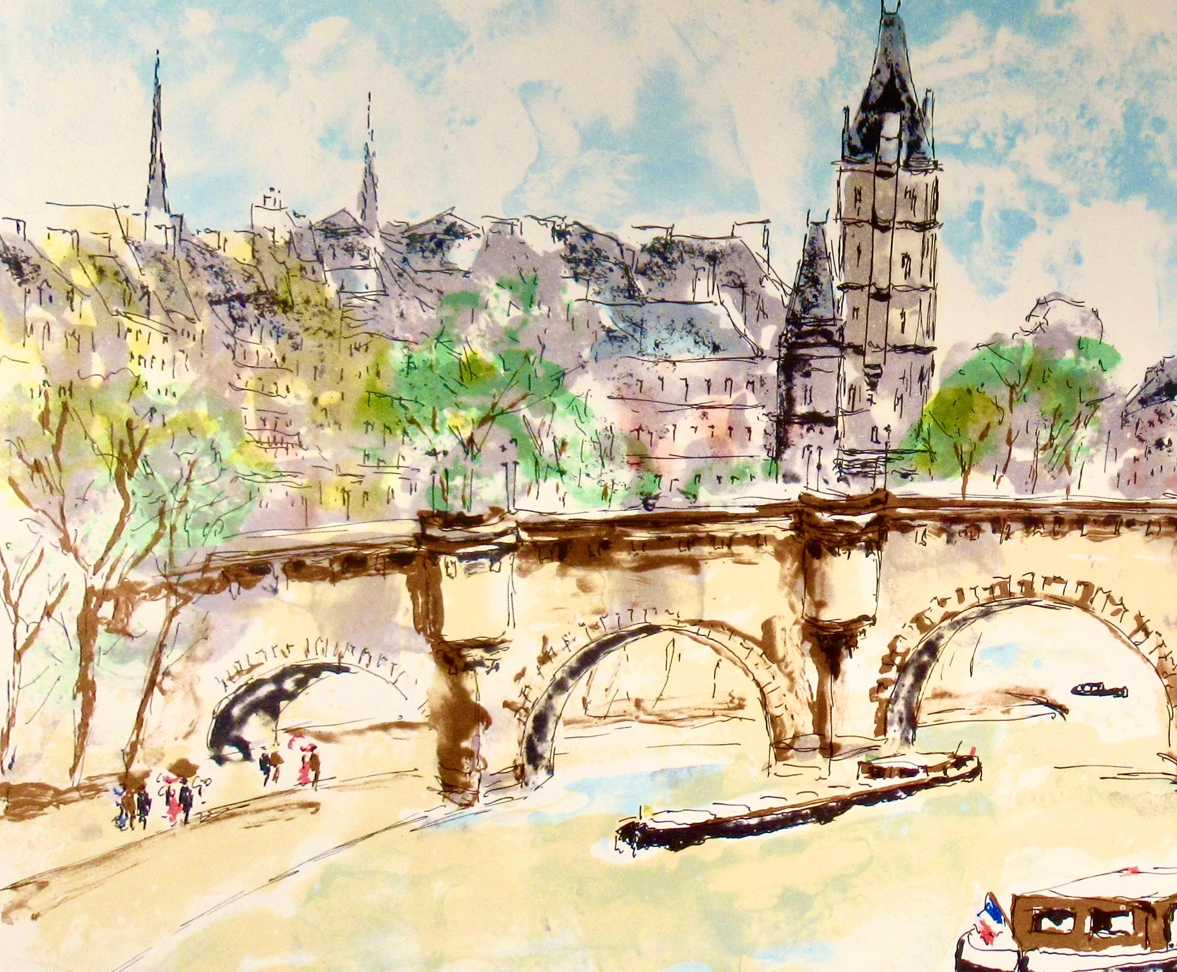 Paris, La Seine - Impressionist Print by Urbain Huchet