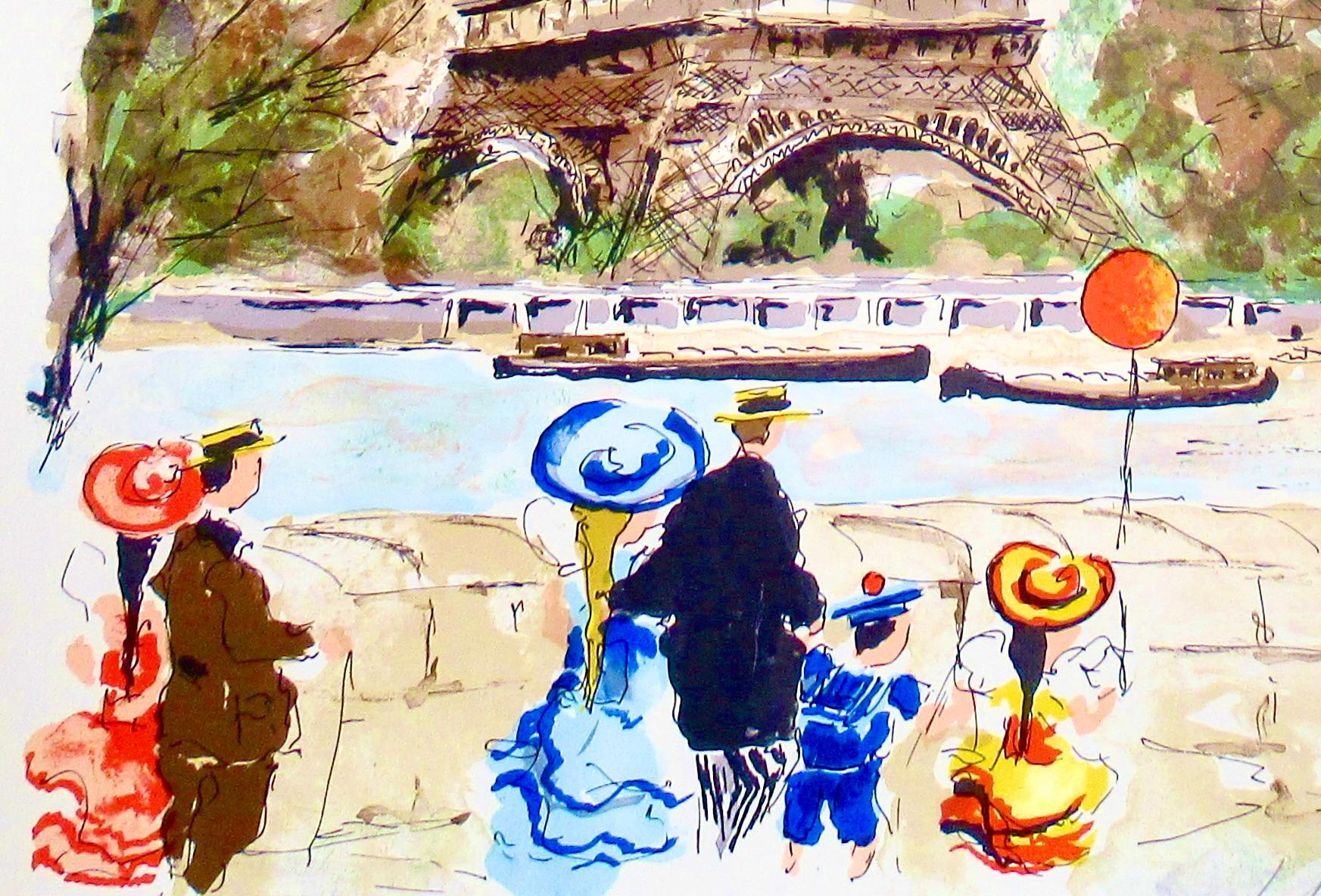 Paris, La Tour Eiffel - Gray Figurative Print by Urbain Huchet