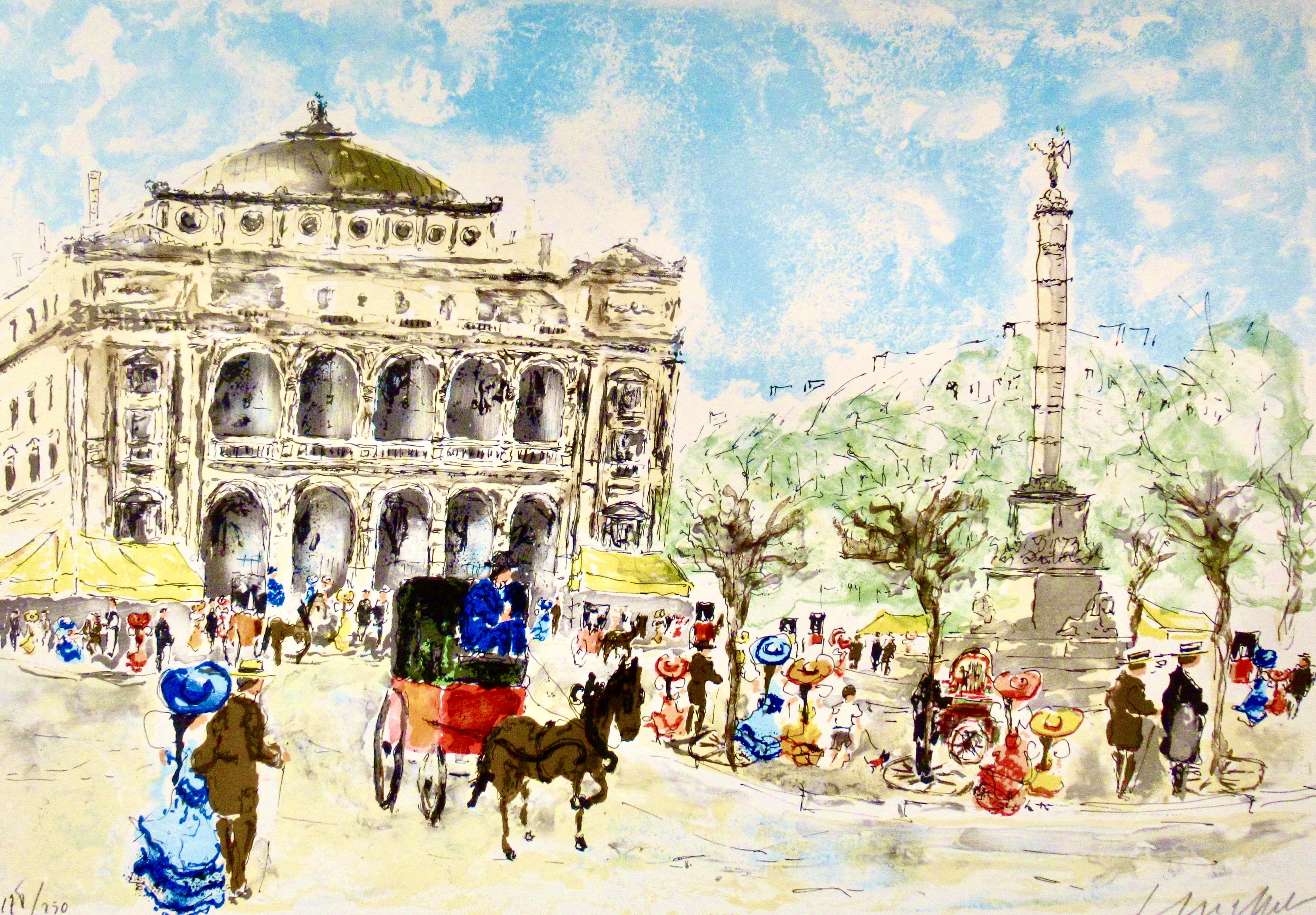 Paris, Le Chatelet - Print by Urbain Huchet
