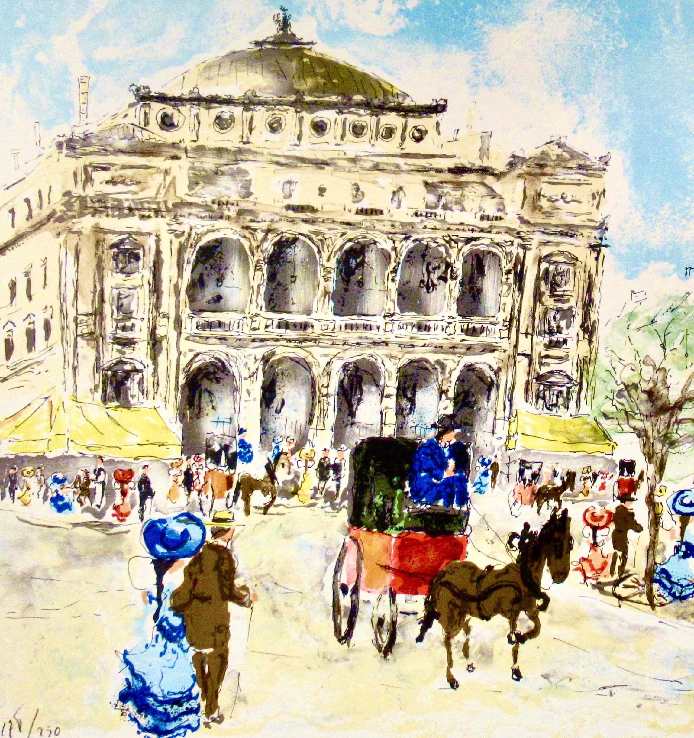 Paris, Le Chatelet - Impressionist Print by Urbain Huchet