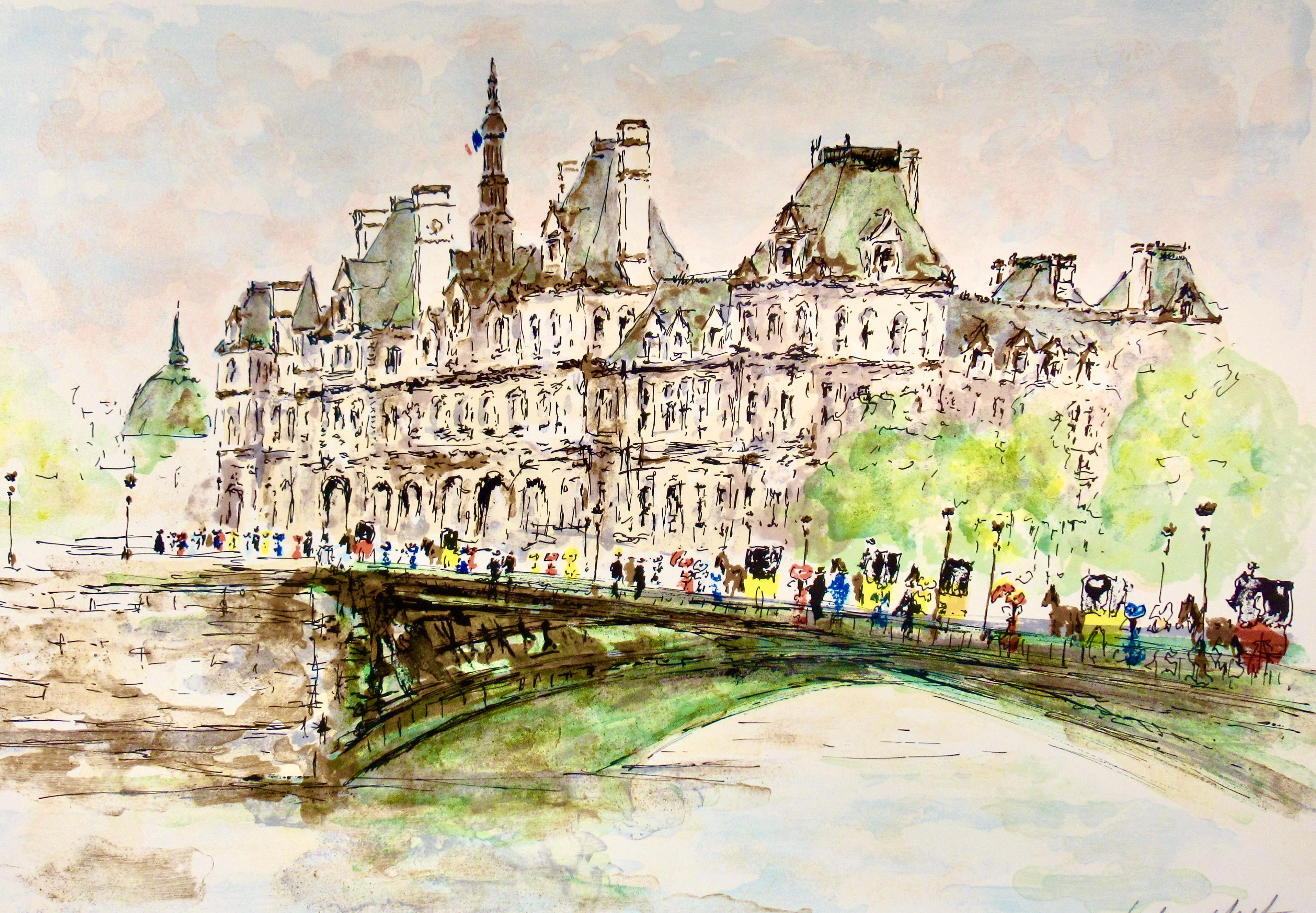 Paris, l'Hotel De Ville - Print by Urbain Huchet