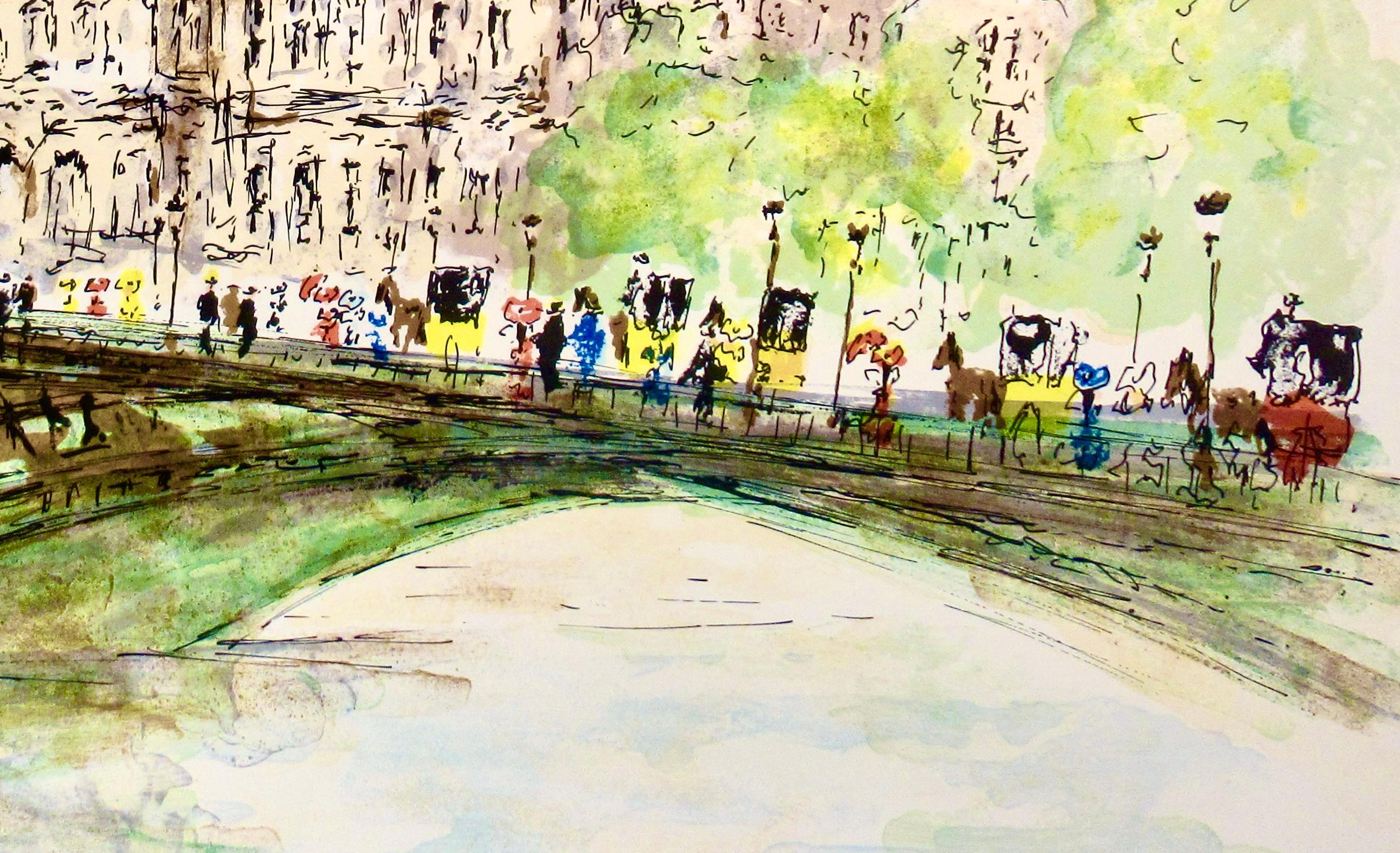 Paris, l'Hotel De Ville - Impressionist Print by Urbain Huchet