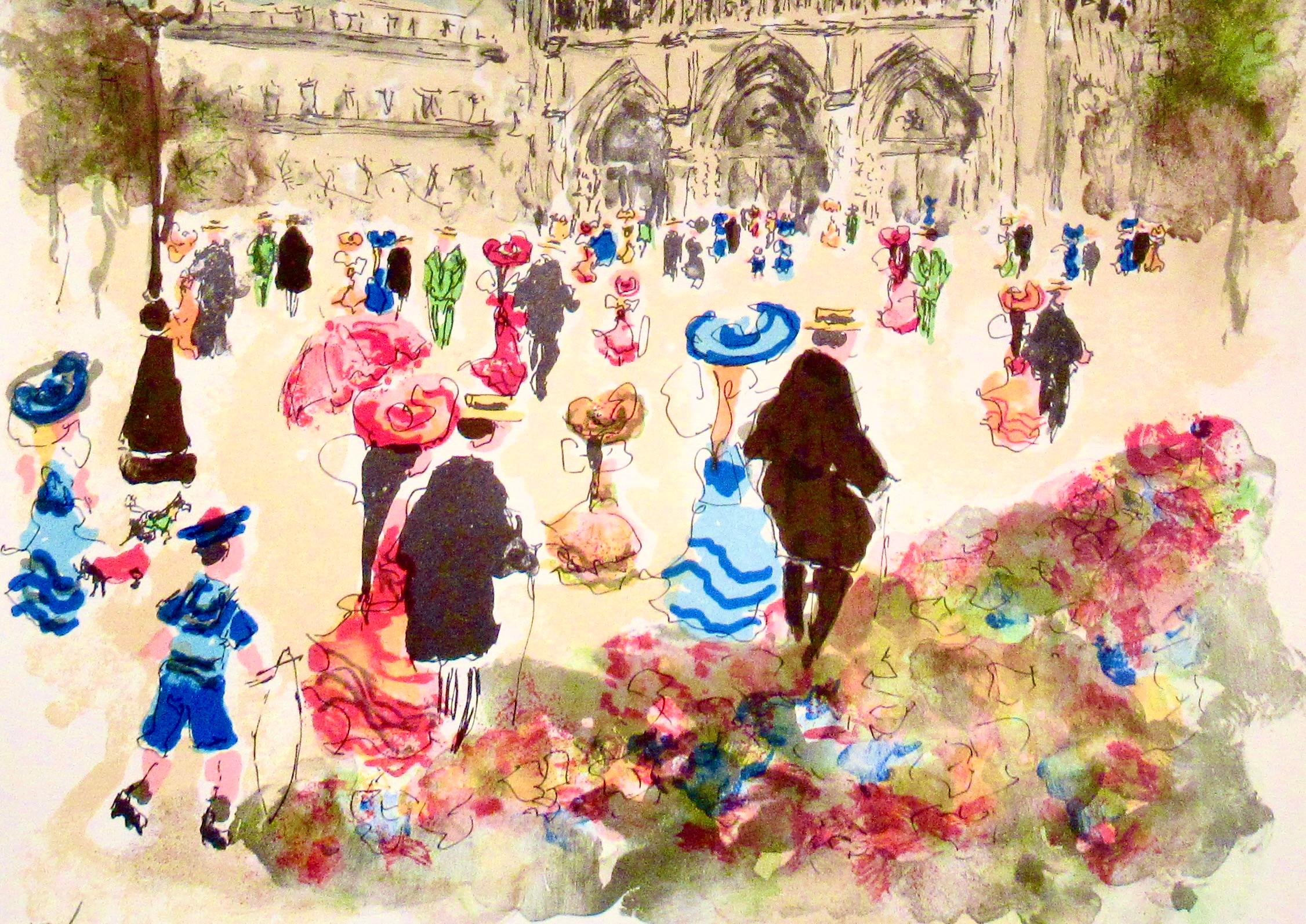 Paris, Notre Dame - Impressionist Print by Urbain Huchet