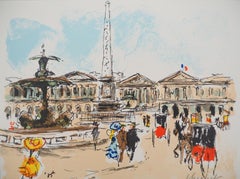 Paris : Obelisk at Champs Elysees - Original Lithograph Handsigned and Numbered