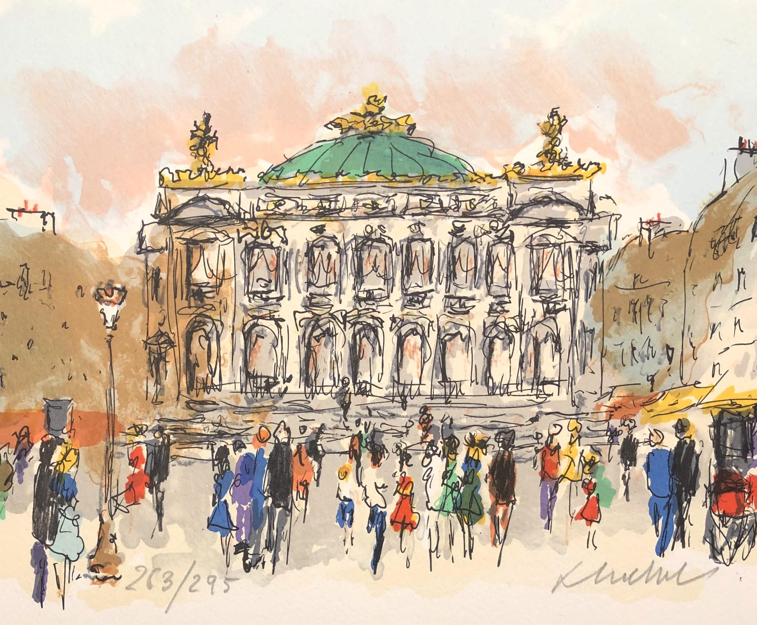 Paris Opera : Palace Garnier - Original Lithograph, Handsigned and Numbered - Print by Urbain Huchet