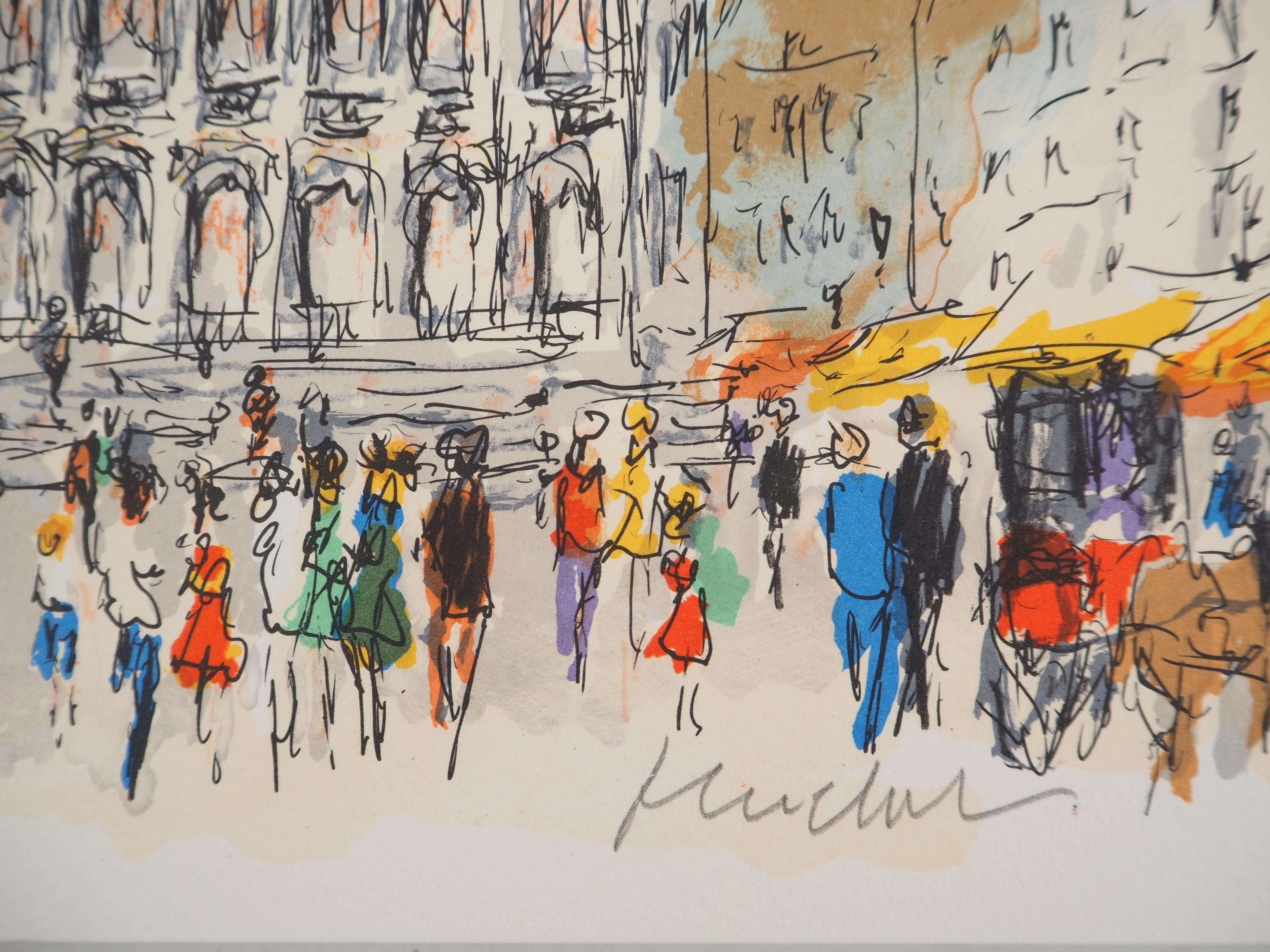 Opera di Parigi: Palazzo Garnier - Litografia originale firmata e numerata - Print di Urbain Huchet