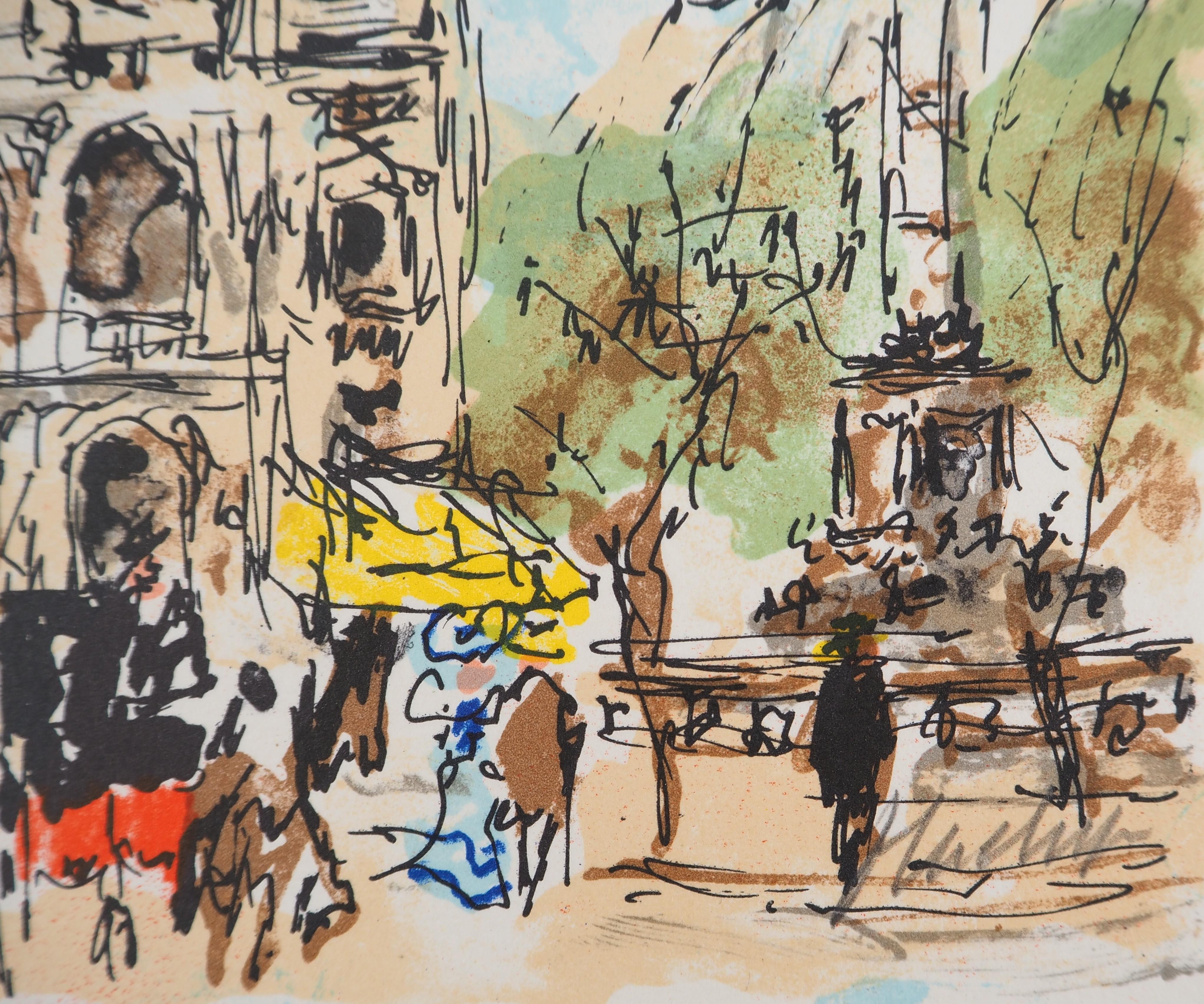 Paris : Opera Square - Original Lithograph Handsigned and Numbered For Sale 1